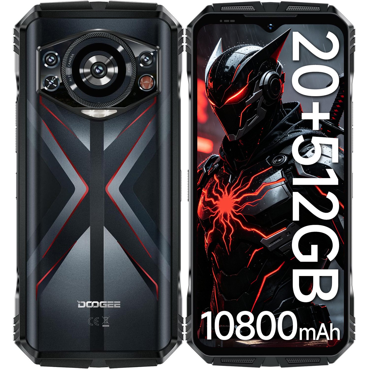 DOOGEE S118 20GB RAM+512GB ROM 4G Outdoor Smartphone (16,71 cm/6.58 Zoll, 512 GB Speicherplatz, 50 MP Kamera, 10800mAh, 6.58" FHD+ Display, IP68/IP69K, NFC, GPS, OTG)