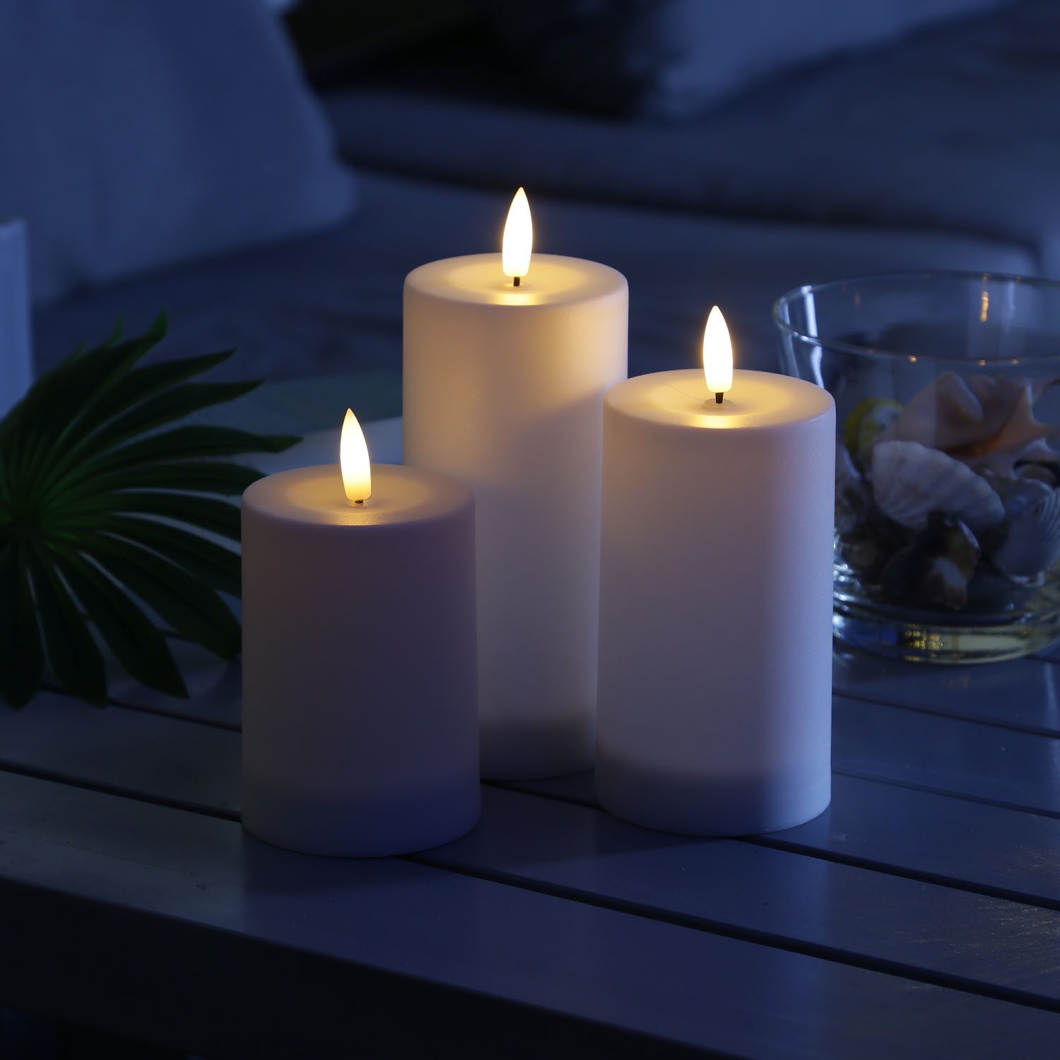 MARELIDA LED-Kerze LED Solar Kerzen Außen Garten Outdoor Kerzenset 3 Größen Lichtsensor (3-tlg)
