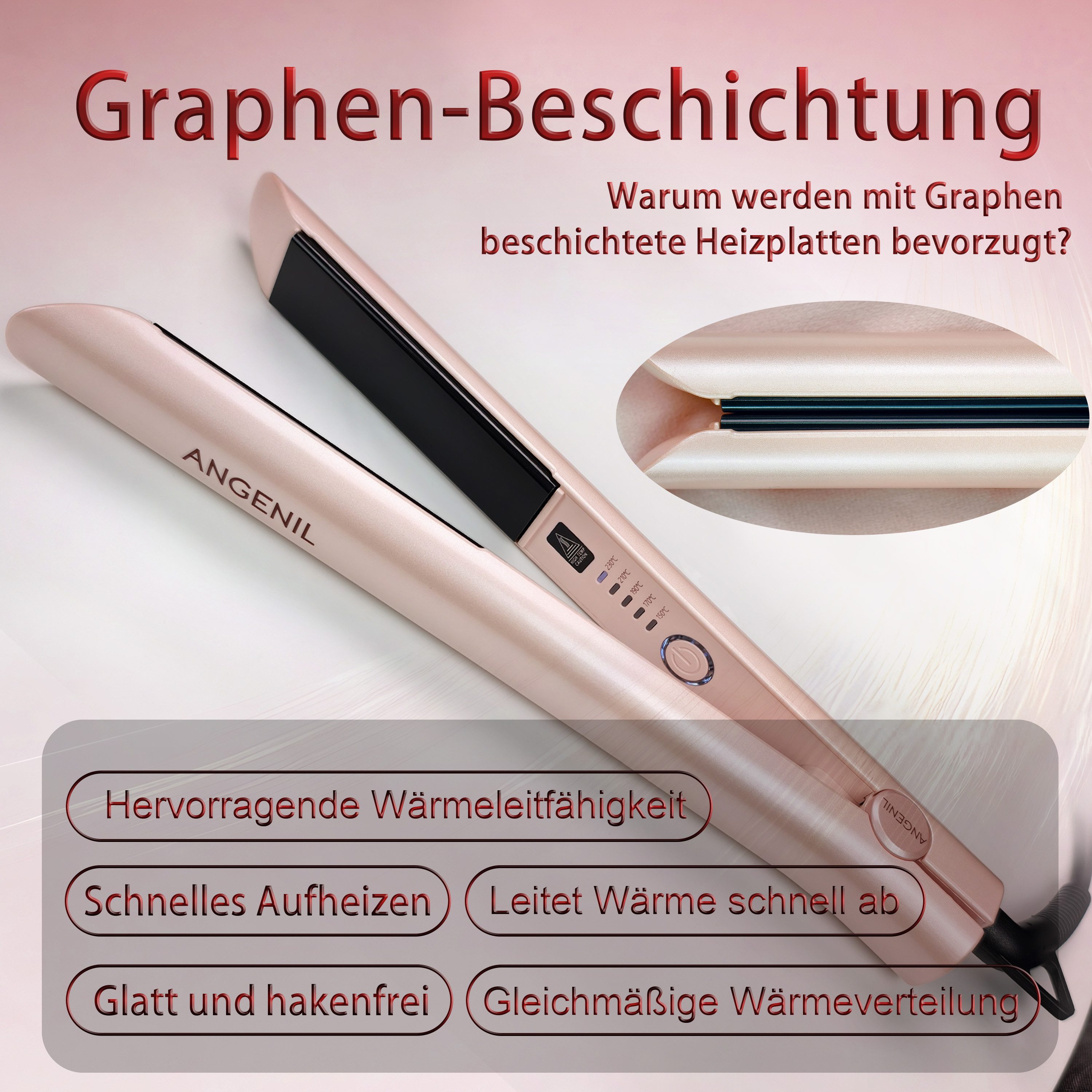 ANGENIL Lockenstab Haarglätter und Lockenstab in einem, professionelles Reise-Glätteisen aus Keramik und Titan-Ionen, 1 Zoll – Bild 2 von 4