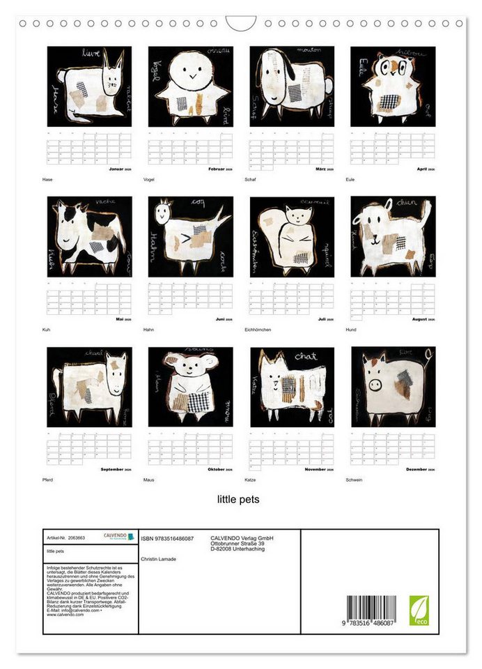 Thumbnail - CALVENDO Wandkalender little pets (Wandkalender 2026 DIN A3 hoch), CALVENDO Monatskalender