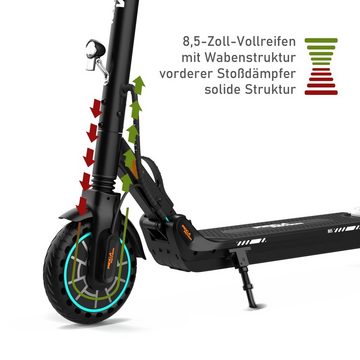 HITWAY E-Scooter 8.5Zoll M5 Elektroscooter mit zulassung/ABE,APP, 19 km/h, VollReifen, 19,00 km/h, Ladegerät/ Tasche/für Damen und Herren