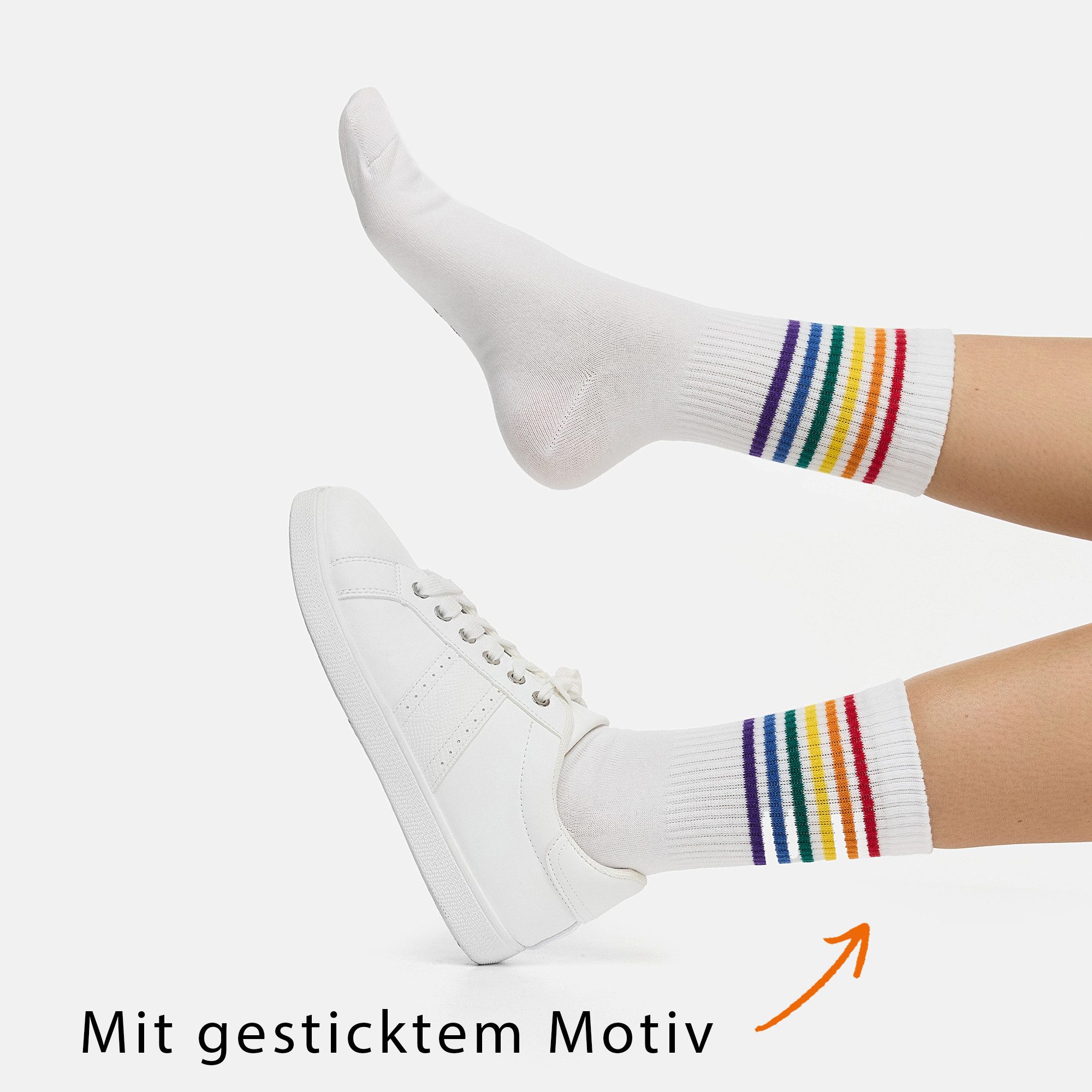 Nur Die Freizeitsocken 8er Pack Damen Good Vibes Motiv Tennissocken (8-Paar günstig online kaufen