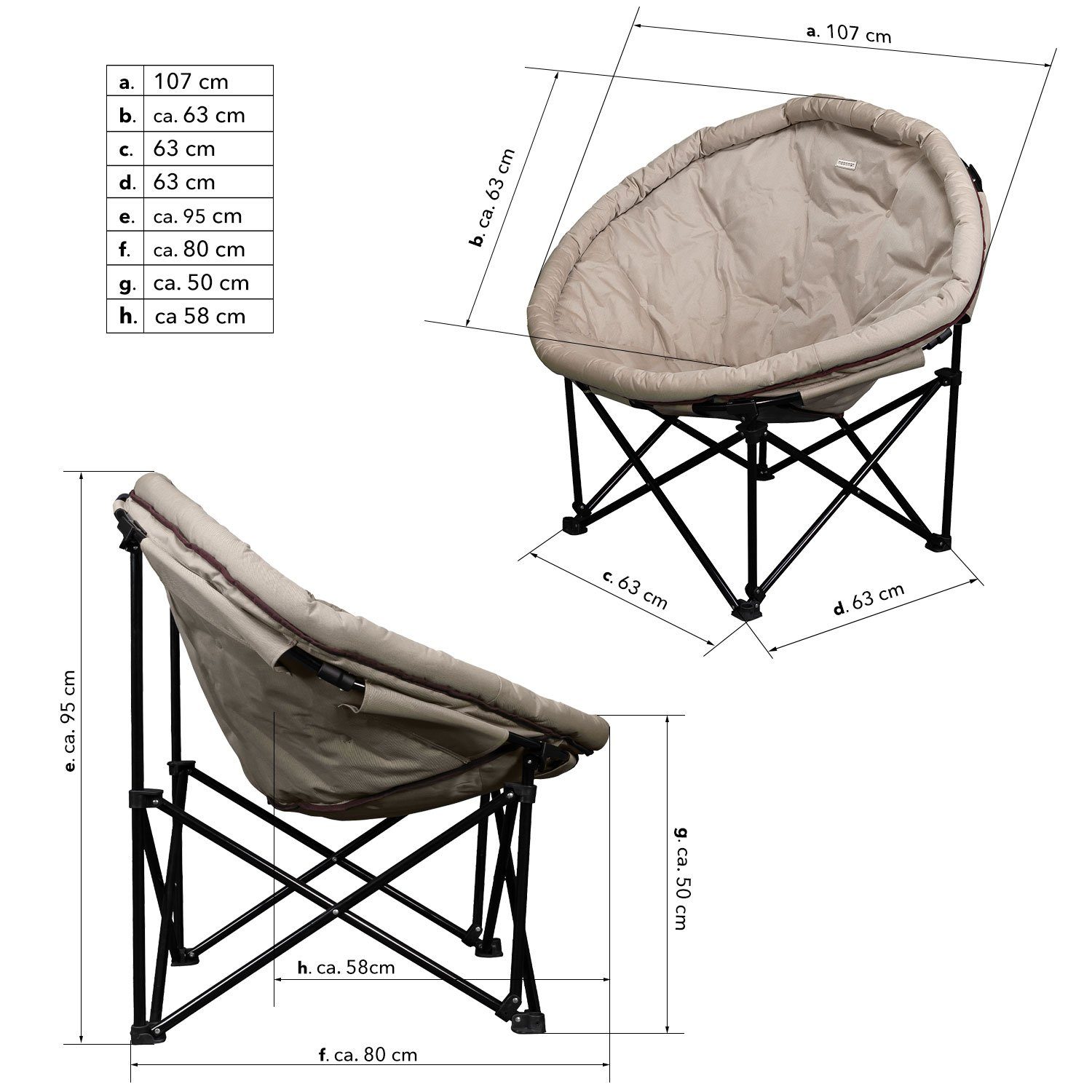 anndora Campingstuhl XXL Camping Relax Sessel Moonchair faltbar, wasserabwe günstig online kaufen