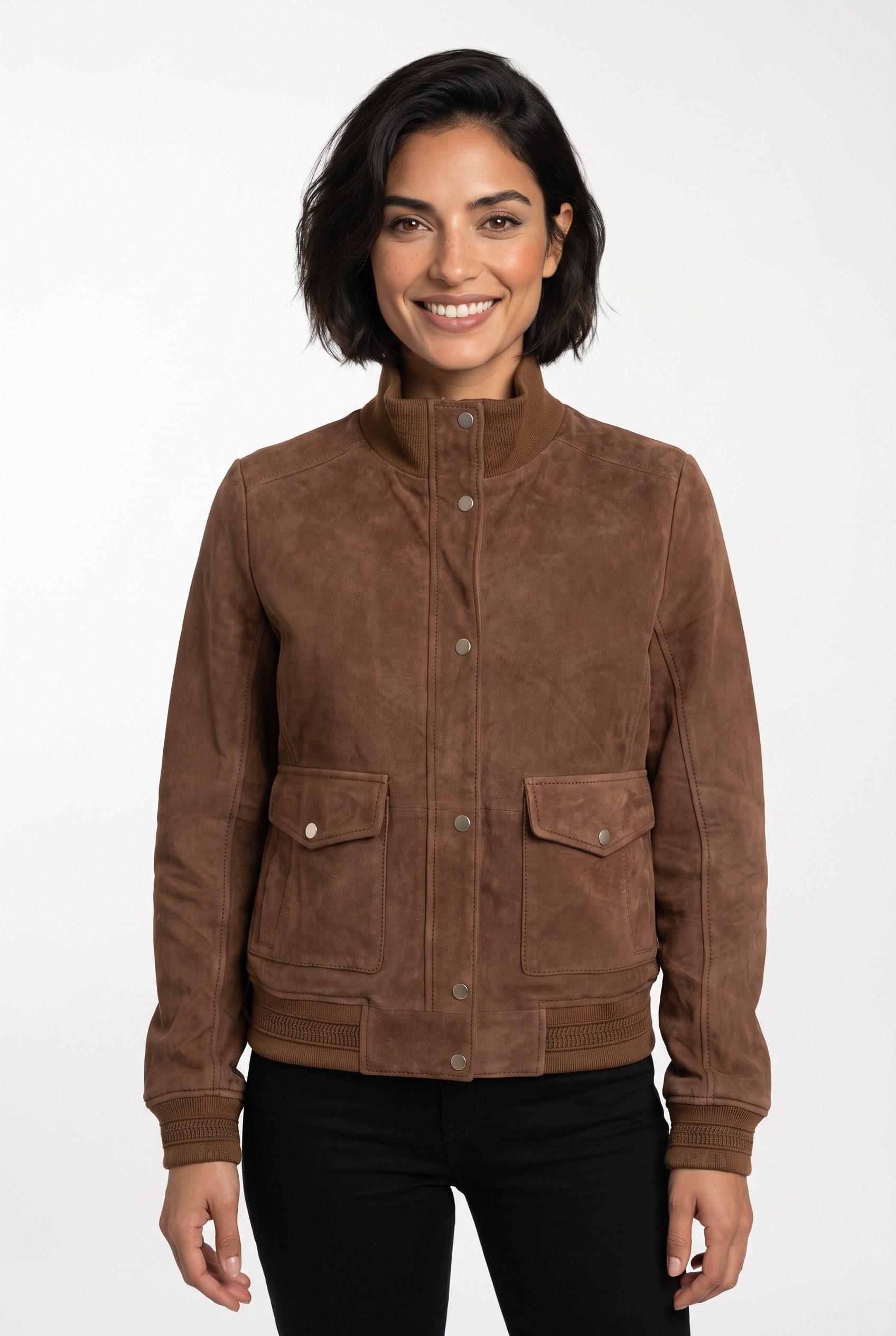 Mauritius Lederjacke MWDarija mit geripptem Stehkragen, Wildleder