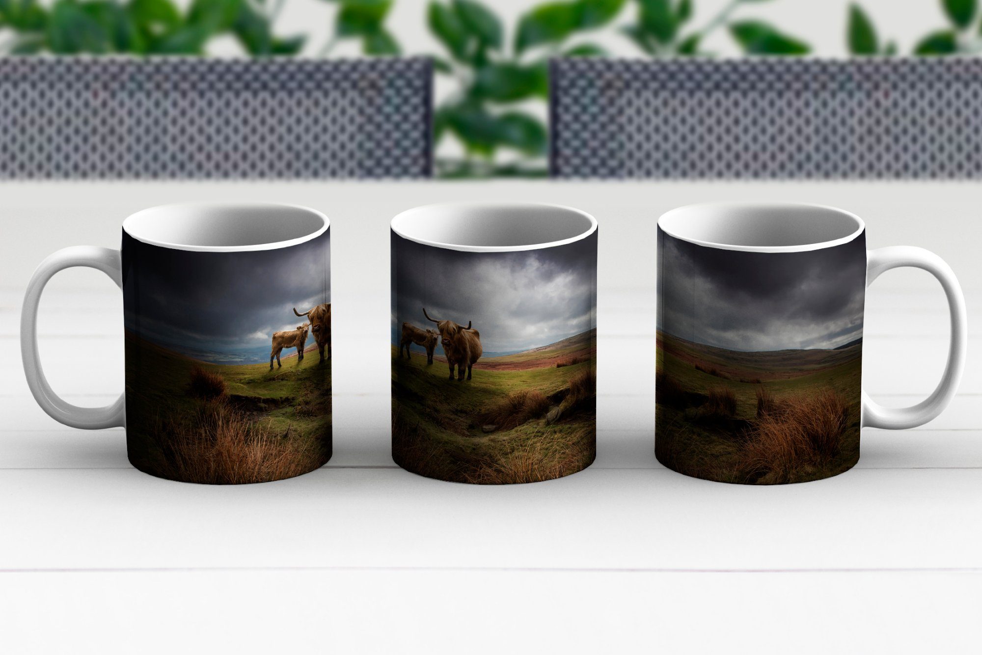 MuchoWow Tasse Kuh Keramik, Becher, Geschenk Highlander - Teetasse, Schottische Teetasse, Schottische Landschaft, Kaffeetassen, 