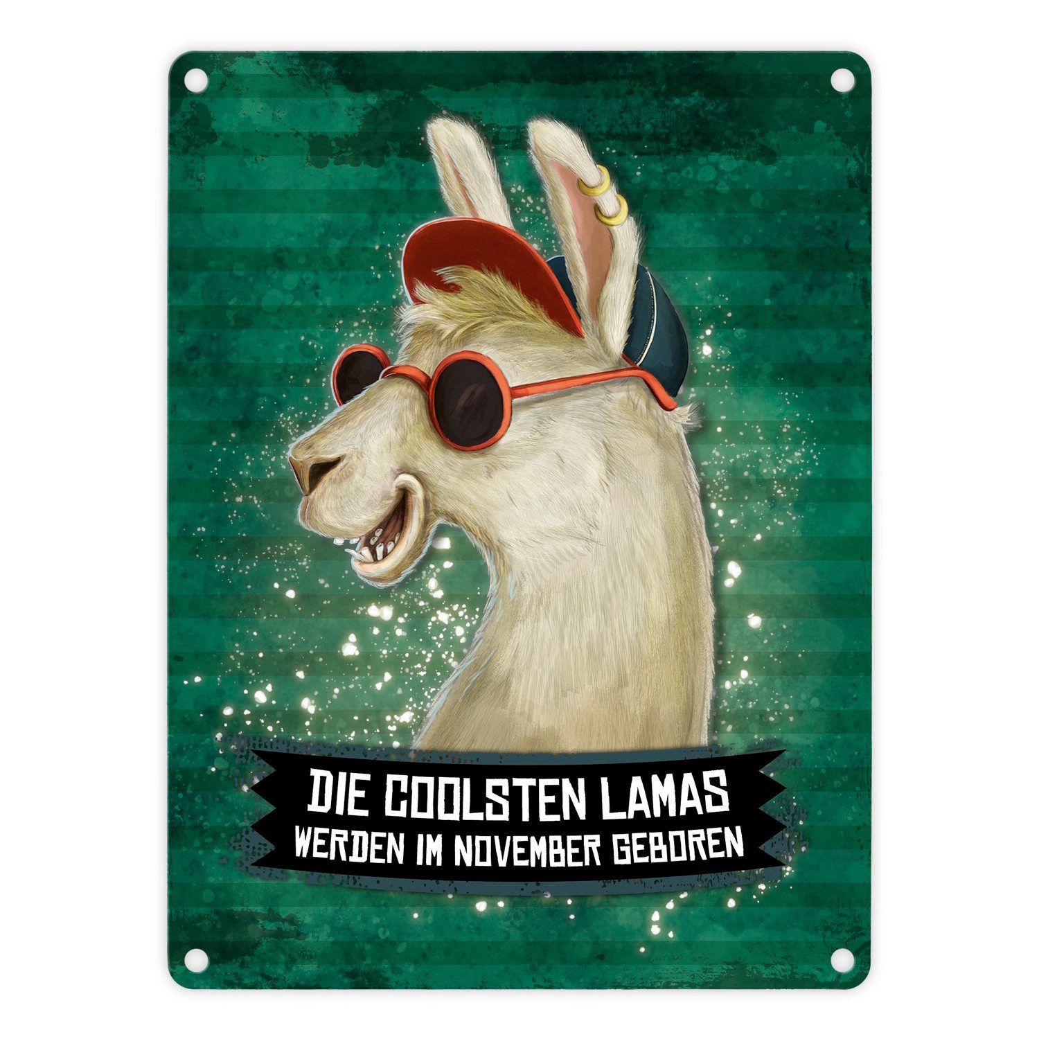 Metallschild Metallschild mit Spruch: Die coolsten Lamas werden ... Blechschild