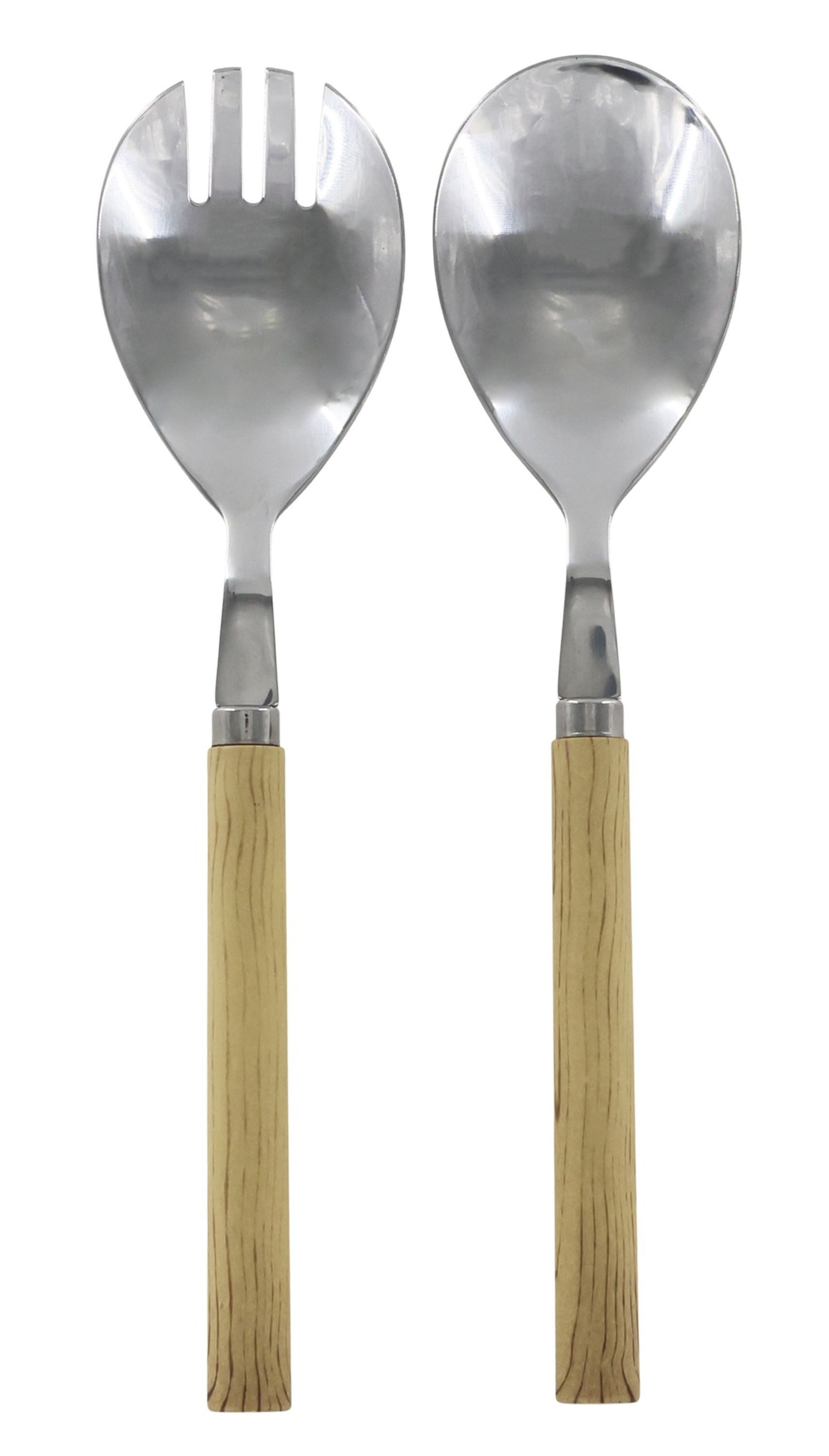 Chic Antique Salatbesteck Chic Antique - Salatbesteck 2 teilig "Linas" L 21 cm Holzoptik Natur (Salatbesteck 2-teilig)