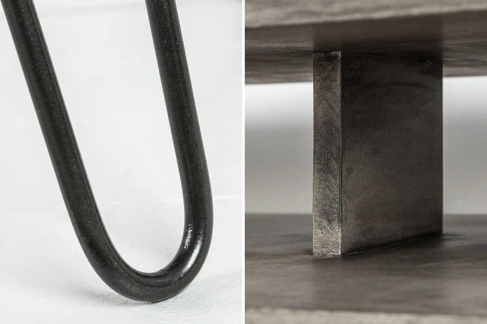 100cm Mangoholz grau ALINA Konsolentisch Industrie-Look LebensWohnArt Metallbeine Schreibtisch
