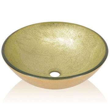 vidaXL Waschtisch Waschbecken Hartglas 42 cm Gold
