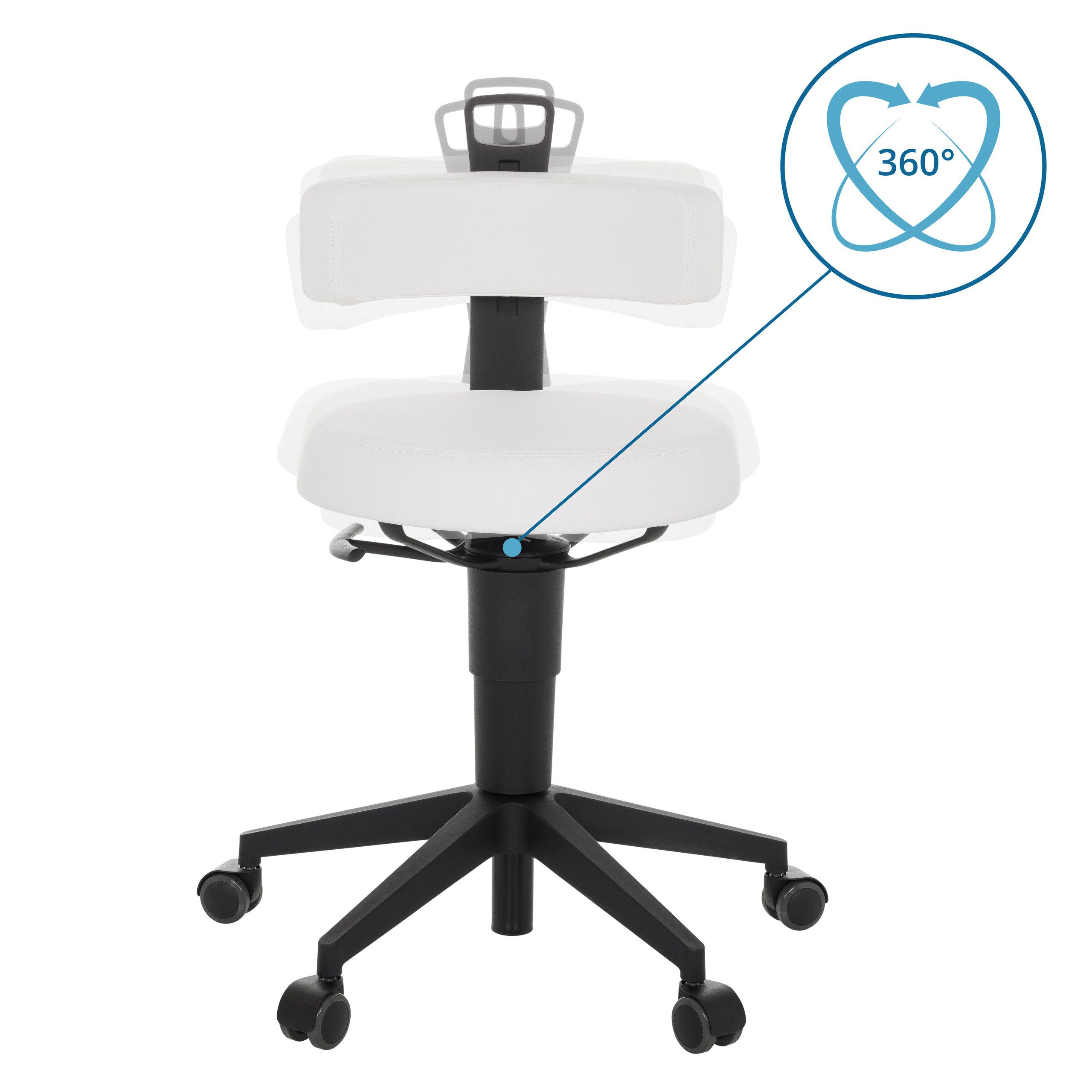 hjh OFFICE Arbeitshocker Drehhocker TOP WORK FLEX PU Kunstleder, Drehhocker Arbeitsstuhl, bewegliche Sitzfläche und Lehne, ergonomisch