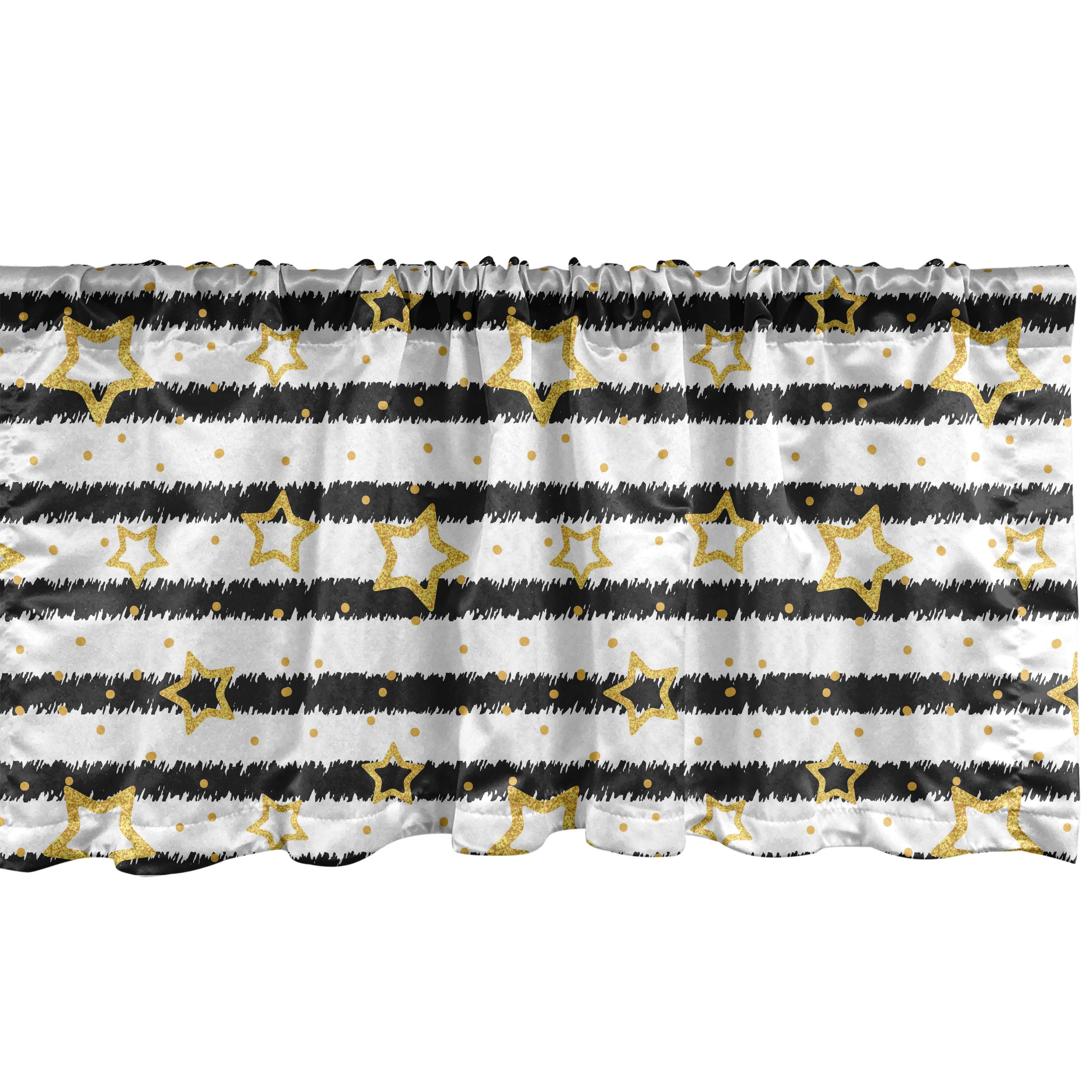 Scheibengardine Vorhang Volant für Küche Schlafzimmer Dekor mit Stangentasche, Abakuhaus, Microfaser, Star Punkt-Streifen Feiern