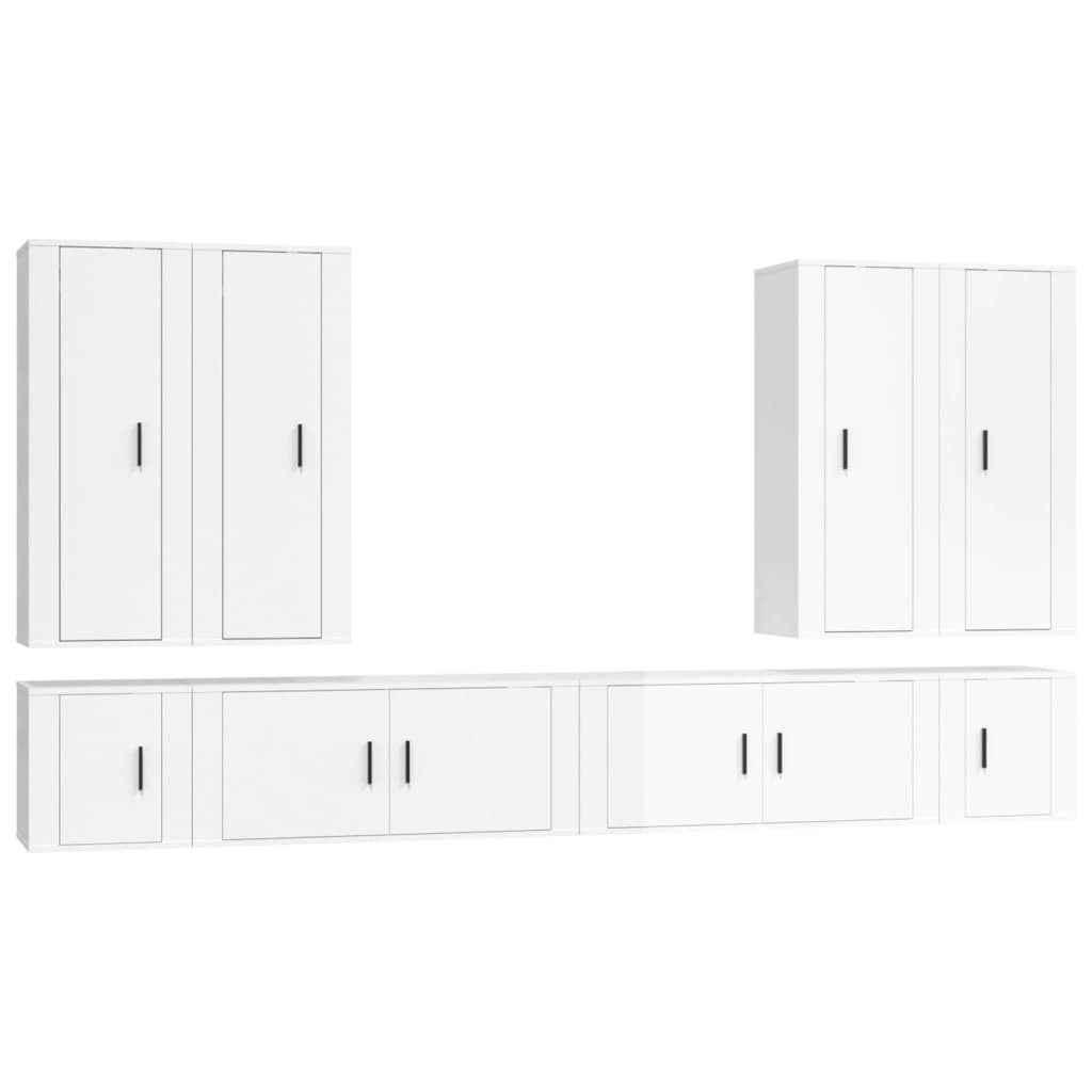 Vidaxl 8-tlg. Tv-schrank-set Hochglanz-weiß Holzwerkstoff günstig online kaufen