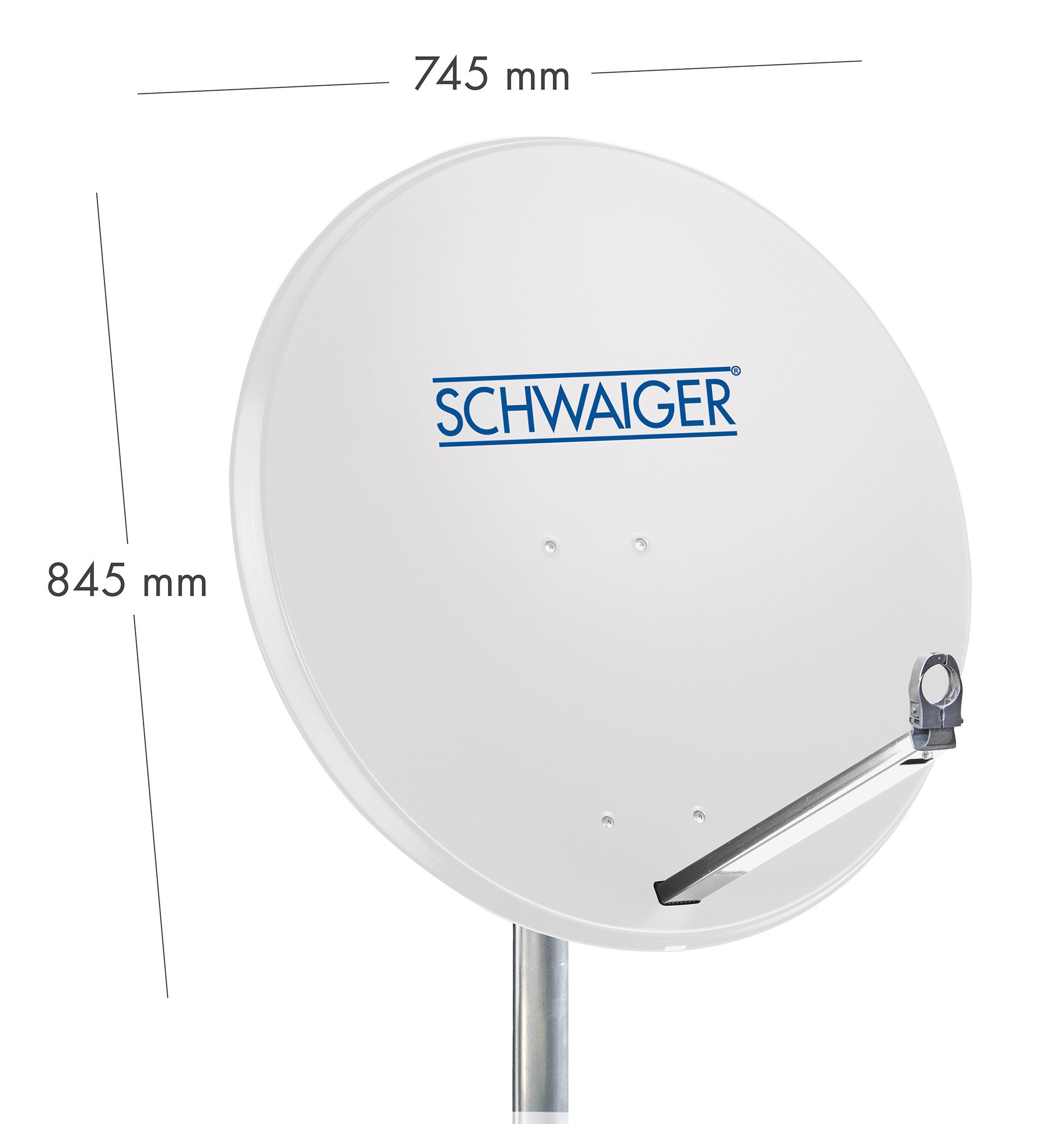 Schwaiger 714531 SAT-Antenne (80 cm, Aluminium, Quad LNB, hellgrau)