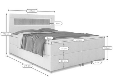 wonello Boxbett Espoo, inkl. LED-Beleuchtung, USB-Anschluss, Holzpaneel und Topper