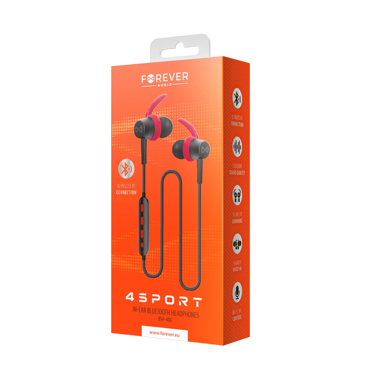 Forever Bluetooth Sport Jogging 4Sport BSH-400 für Smartphones/Tablet Rot wireless In-Ear-Kopfhörer