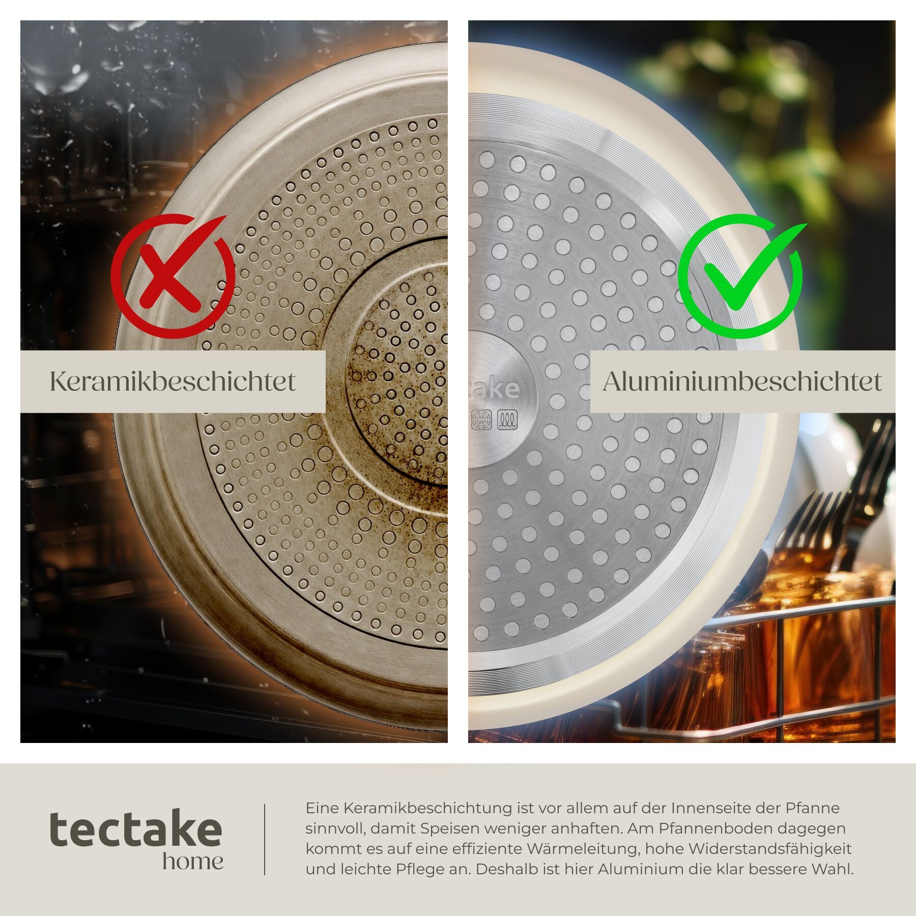 tectake Topf-Set Kochtopfset Genua 16-teilig für Induktion, Aluminium (Pfannenset Genua, 16-tlg., in Weiß), Abnehmbare Griffe, Keramik-Antihaftbeschichtung, spü – Bild 3 von 5