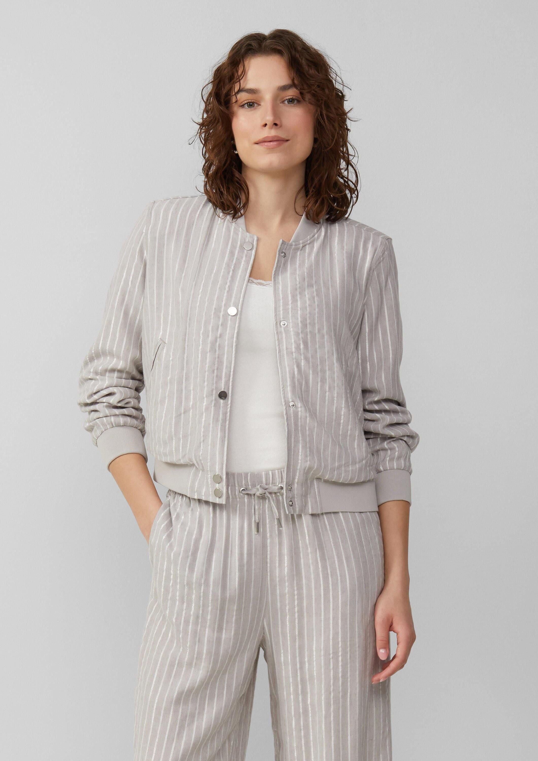QS Funktionsjacke Indoor-Jacke Leinenmix-Blouson mit Glitzerstreifen günstig online kaufen