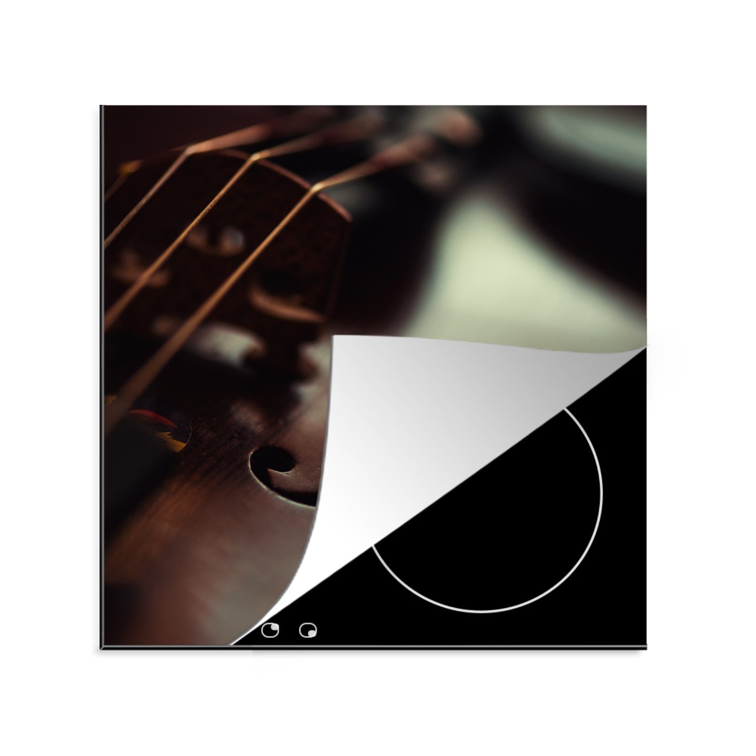 cm, 78x78 Geige, Eine Ceranfeldabdeckung, tlg), küche Herdblende-/Abdeckplatte (1 dunkelbraune für Vinyl, MuchoWow Arbeitsplatte