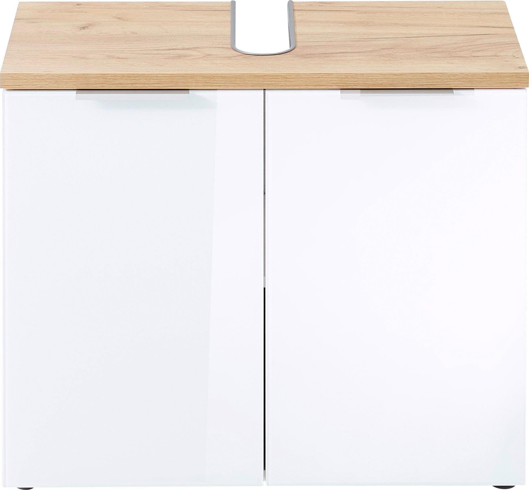 GERMANIA Waschbeckenunterschrank Pescara Front mit Glasauflage