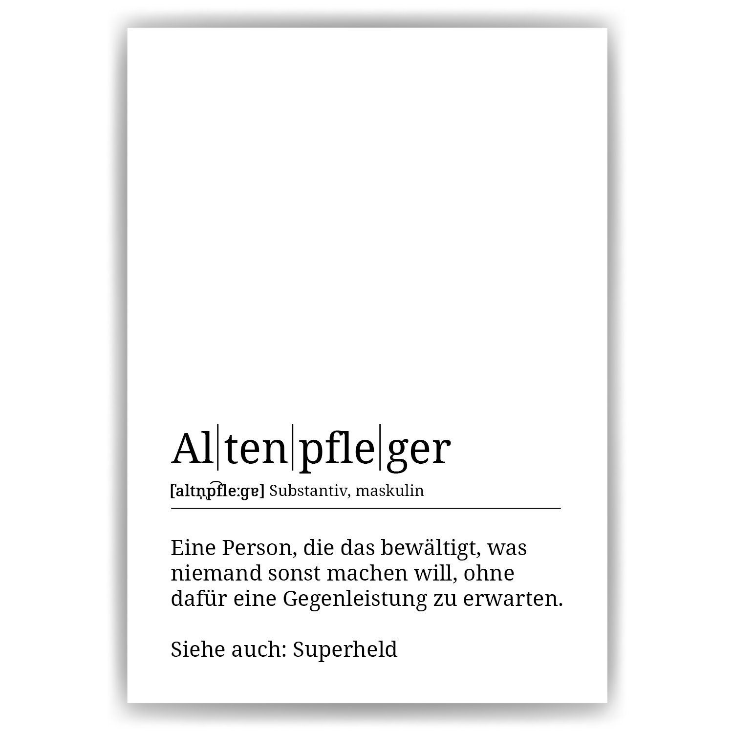 Tigerlino Poster Altenpfleger Definition Wandbild Mitarbeiter Geschenk