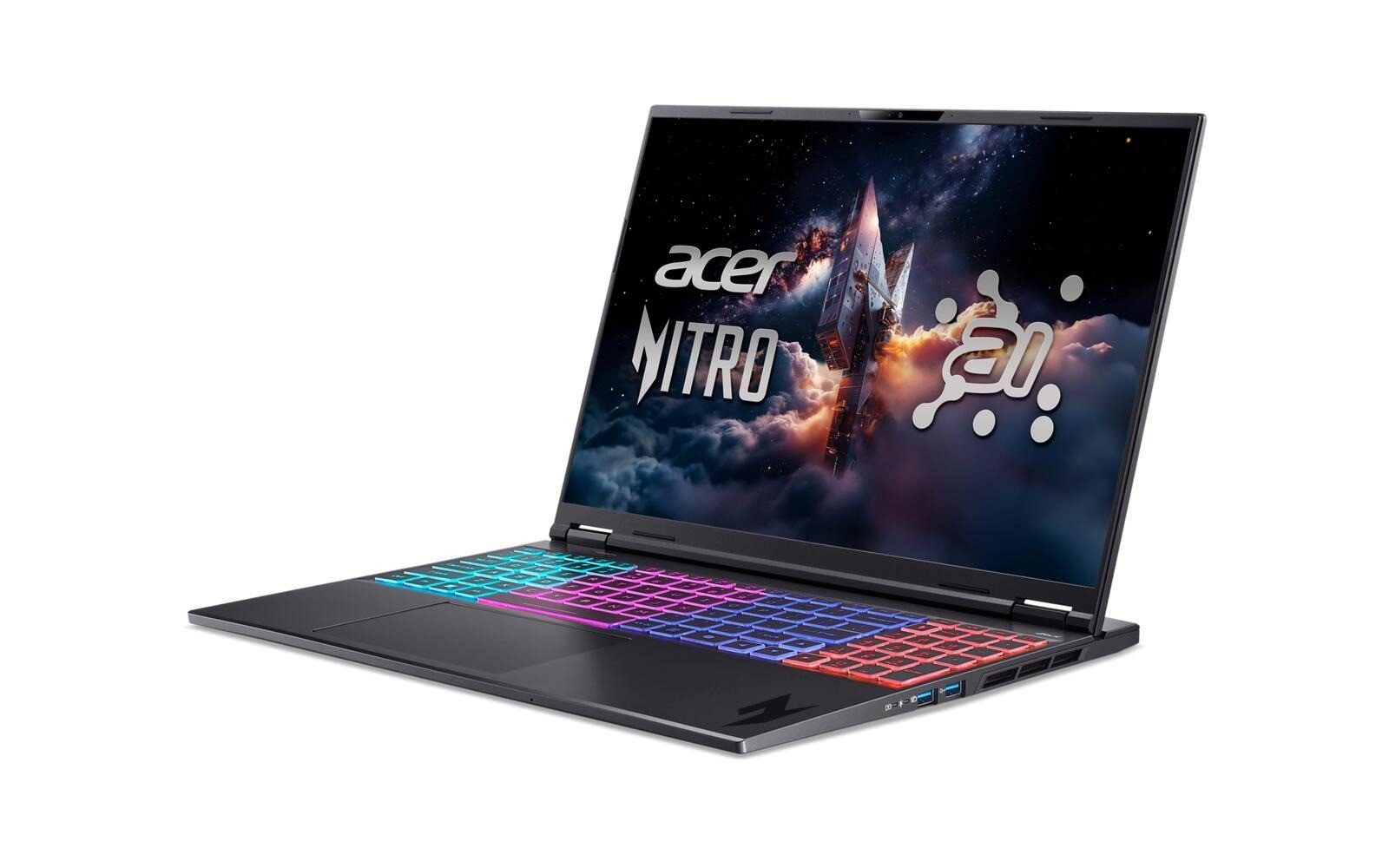 Acer Nitro 16S AI Gaming Laptop Ryzen AI 9 RTX 5070 32GB 2TB SSD WQXGA Gaming-Notebook (40,64 cm/16 Zoll, AMD Ryzen AI 9 365, GeForce RTX 5070, 32 GB, 1000 GB SSD, 180 Hz, FHD Webcam, HDMI 2.1, 3x USB 3.2, USB 2.0, USB 4.0, RJ45)