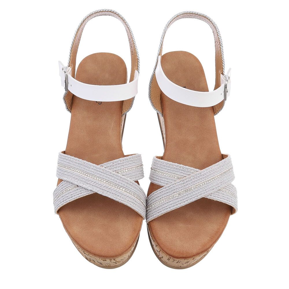 Ital-Design Damen Freizeit Plateausandaletten (86706668) Keilabsatz/Wedge Keilsandaletten in Silber – Bild 4 von 4