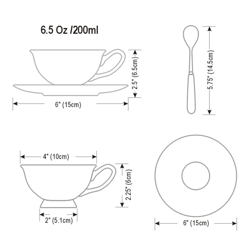 Untertasse 1-tlg mit Kaffeetasse Porzellan, Rosa BC-CC, Tasse Panbado