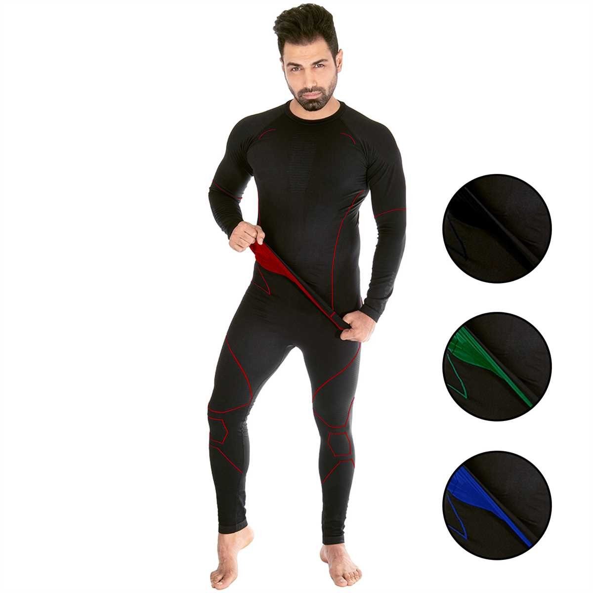 Black Snake Funktionsunterhemd neverest Funktionsunterwäsche Set Seamless Unterhemd + Unterhose Schwarz/Rot | Funktionsunterhemden