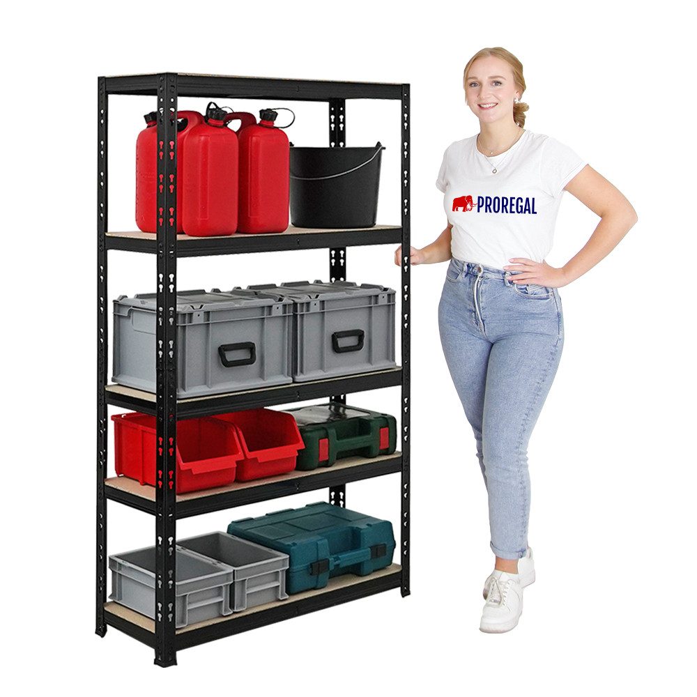 PROREGAL® Schwerlastregal MegaDeal 2 Stück APOLLO 150x90x30cm Fachlast 175kg Schwarz, 2-tlg. – Bild 4 von 5