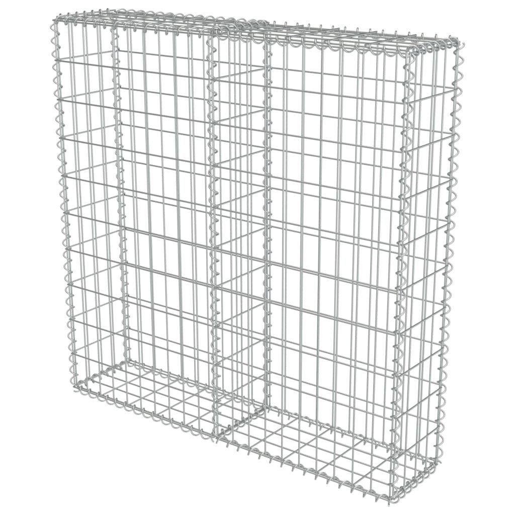 vidaXL Gabionenzaun, Gabionenwand mit Abdeckung Verzinkter Stahl 100×20×100 cm