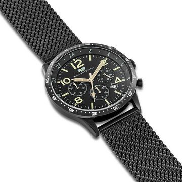 Rhodenwald & Söhne Chronograph Flight Captain schwarz, mit Edelstahl-Armband