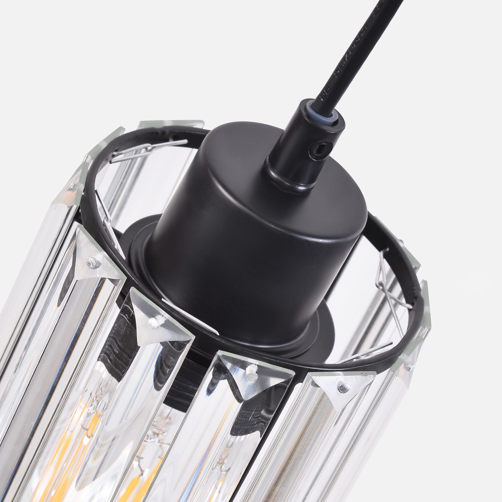 ZMH Pendelleuchte Esstisch 4-flammig, schwarze Hängeleuchte mit Rauchglas, 4 x E27, ohne Leuchtmittel, höhenverstellbare Hängelampe für Esszimmer und Kücheninse – Bild 4 von 5