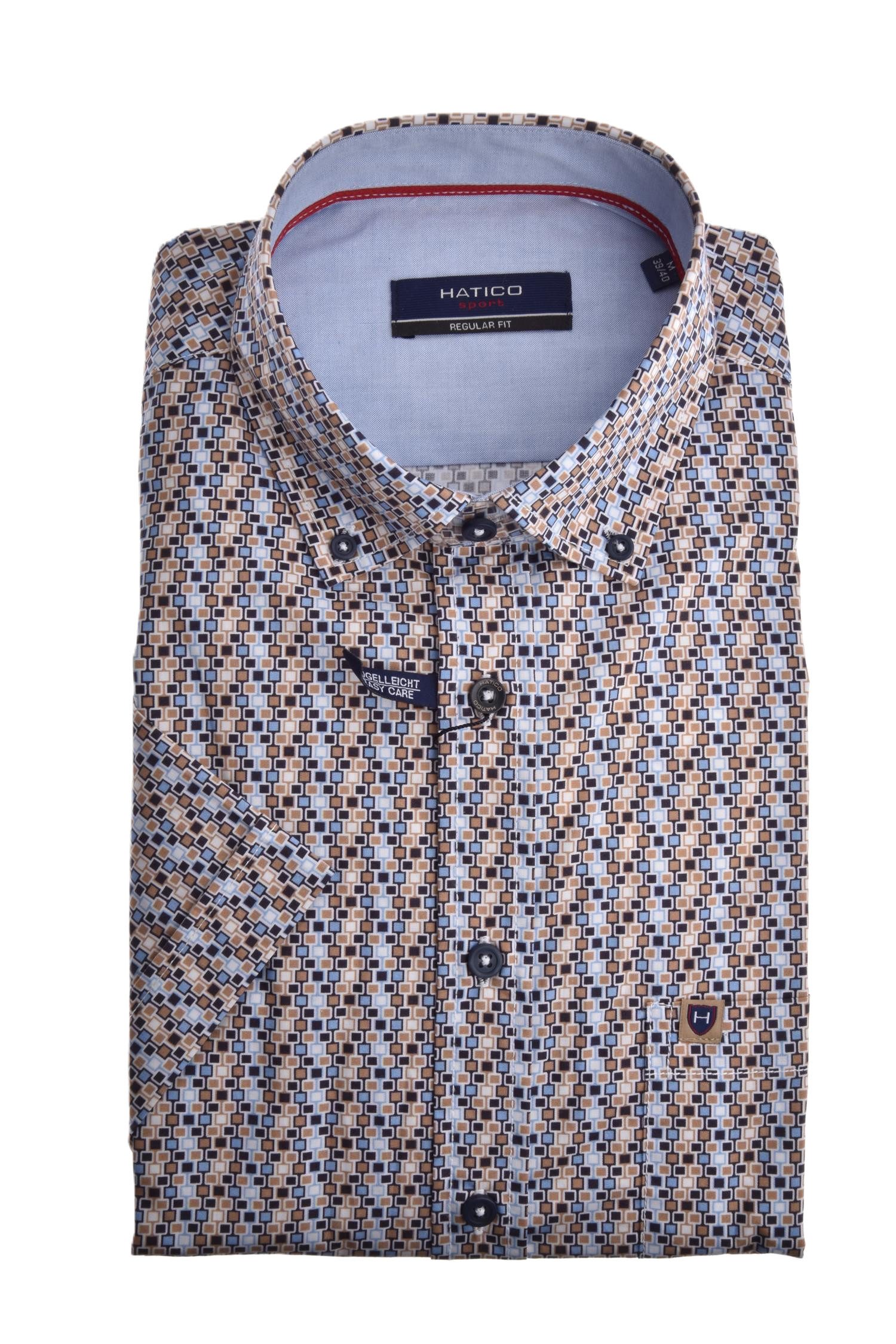 Hatico Kurzarmhemd gemustertes Herren kurzarm Hemd - HATICO regular fit