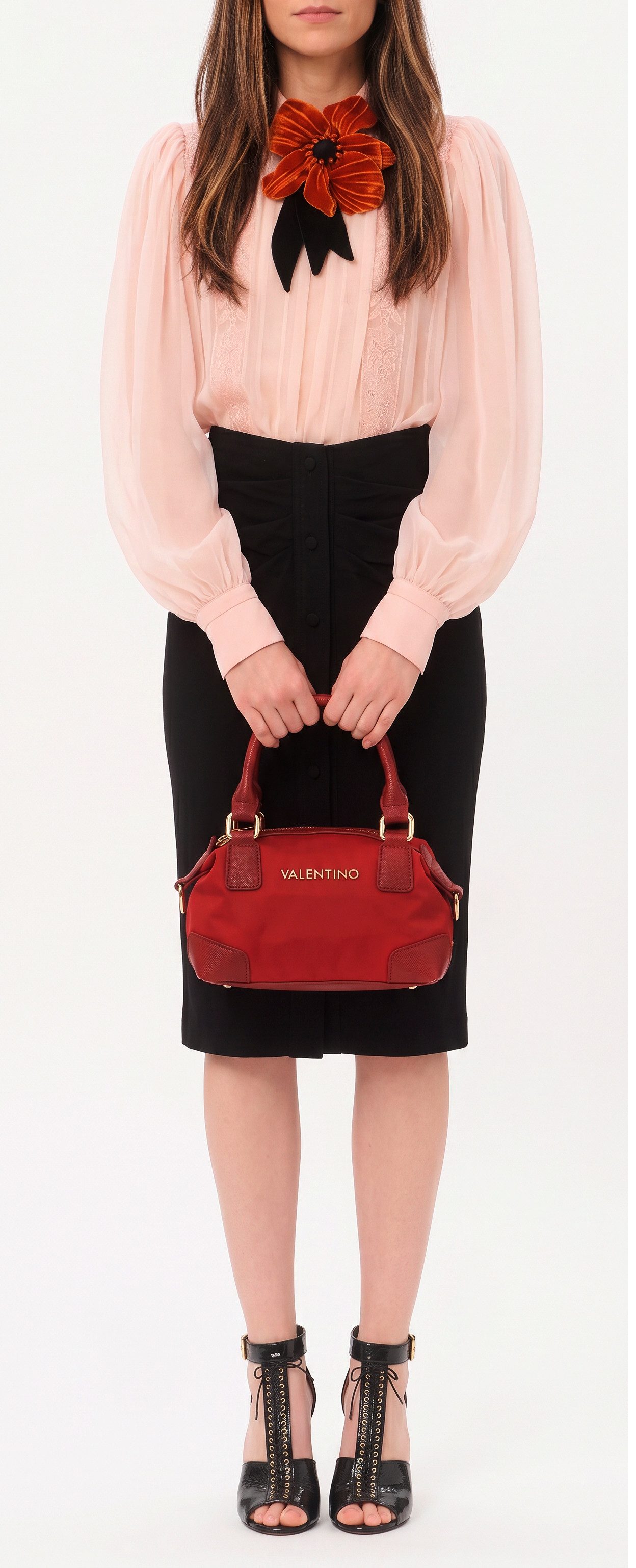 VALENTINO BAGS Shopper JOLLY BIS RE, Damen Handtasche, Schultertasche mit goldfarbenen Logoschriftzug