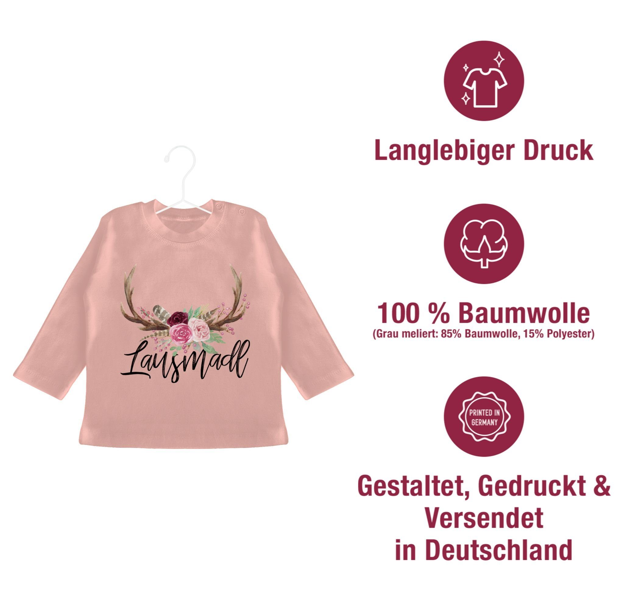 Oktoberfest Baby Shirtracer Mode für Babyrosa 2 Outfit Lausmadl T-Shirt Hirschgeweih