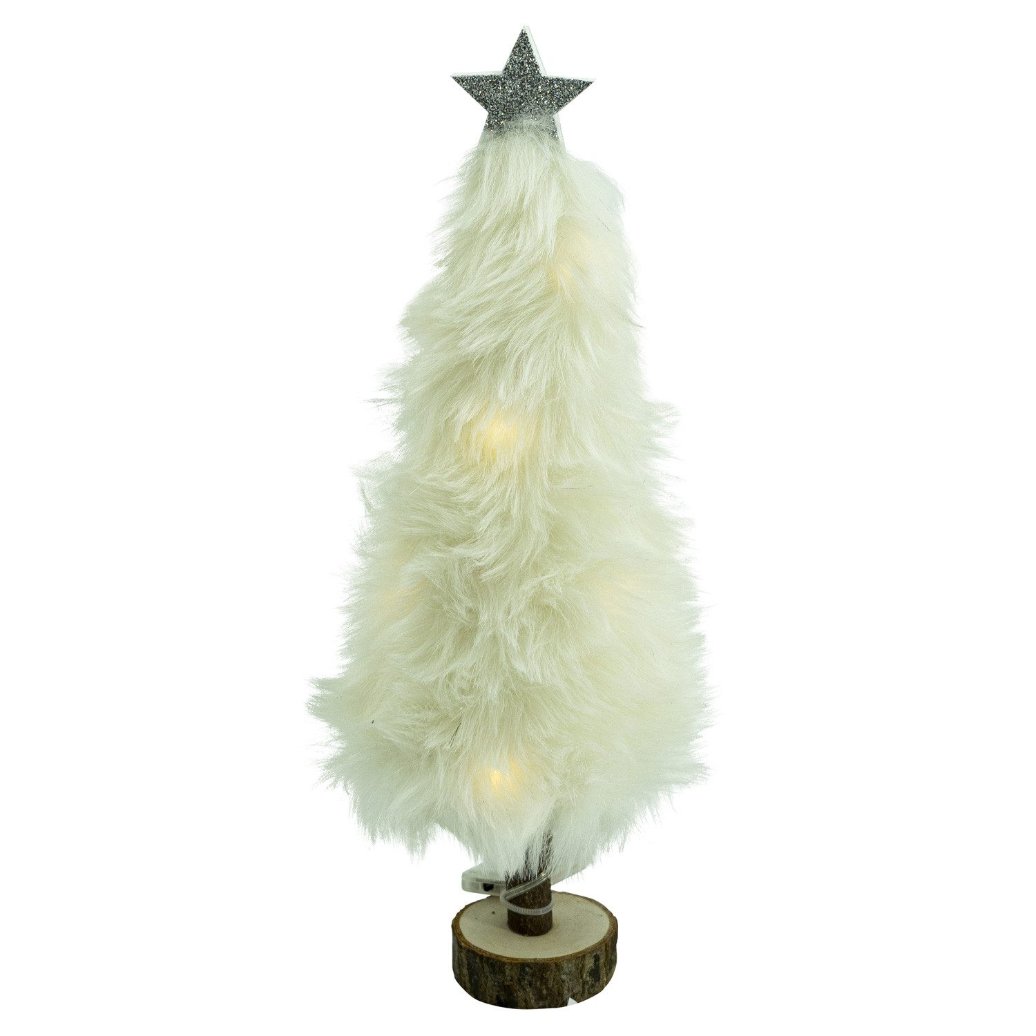 MARELIDA LED Dekoobjekt LED Dekobaum PLÜSCH mit Sternspitze Plüschfell leuchtend 27,5cm