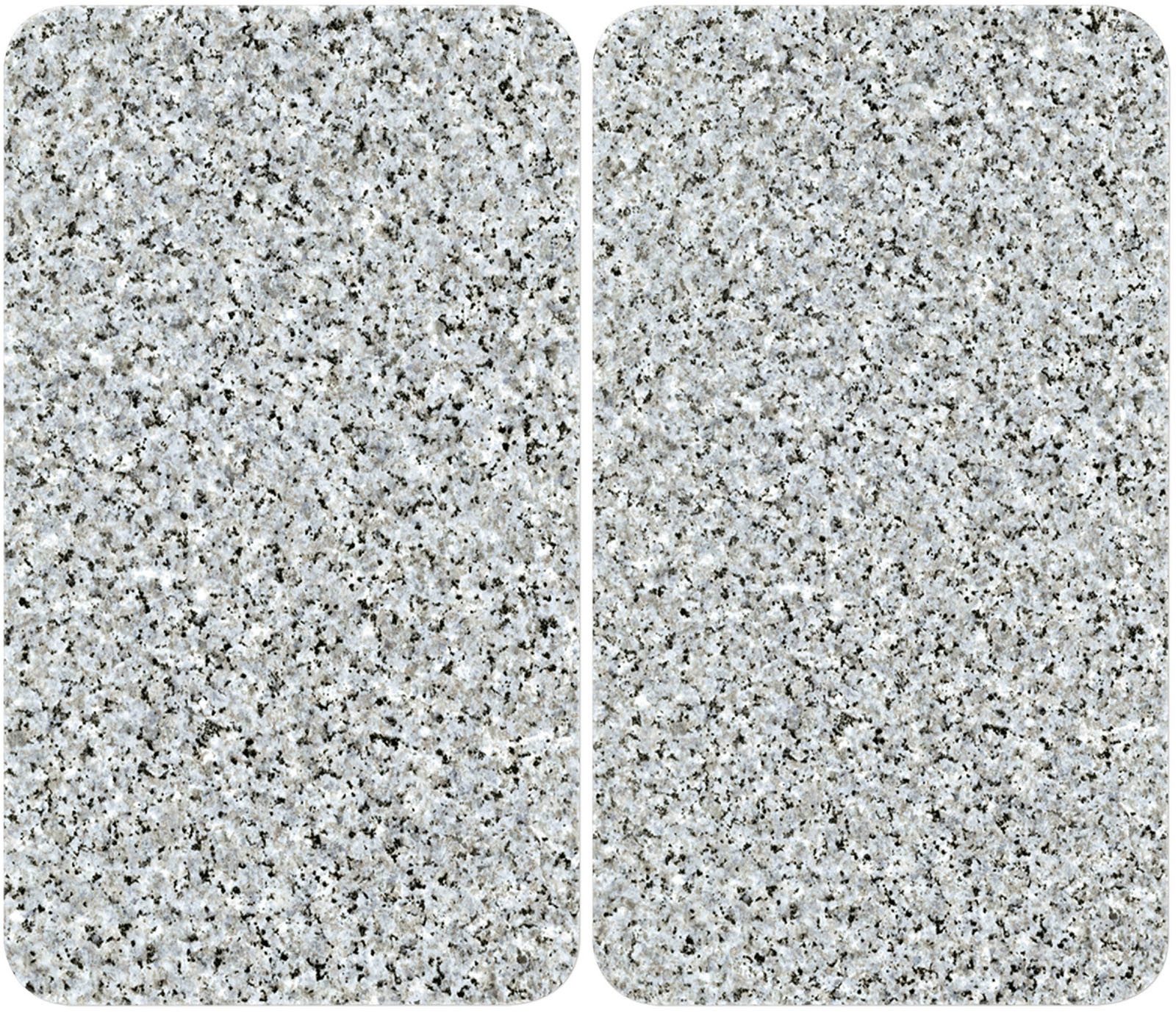 WENKO Herd-Abdeckplatte Universal Modell Granit, Glas, Kunststoff, (Set, 2 tlg), Herdabdeckung für alle Herdarten, kratzfest, mit rutschfesten Füßen