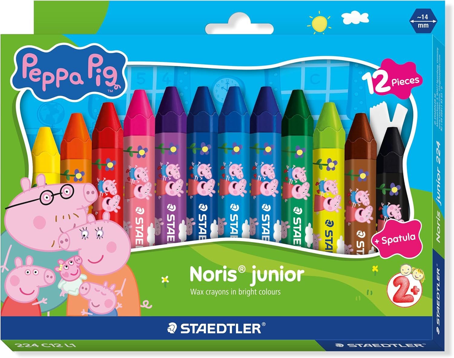 STAEDTLER Buntstift STAEDTLER Wachsmalkreide Peppa Wutz – 12 Farben im Etui
