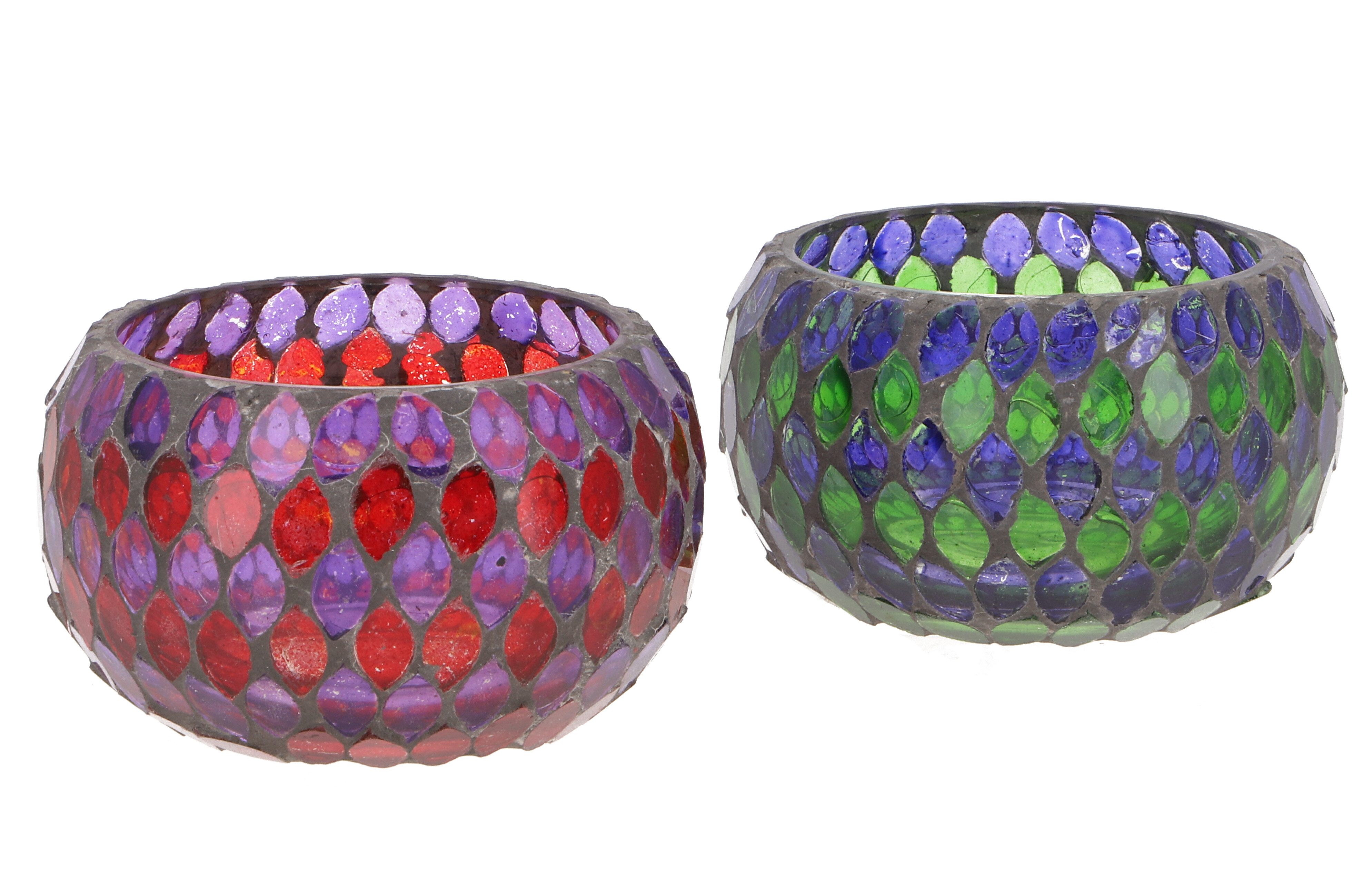 Guru-Shop Windlicht 2 handgearbeitete Glas Mosaik günstig online kaufen