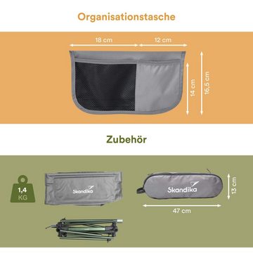 Skandika Campingstuhl Compact grau/grün (mit praktischer Transporttasche, Organizertasche, belastbar bis 150Kg), Outdoor, Campingstuhl, Anglerstuhl