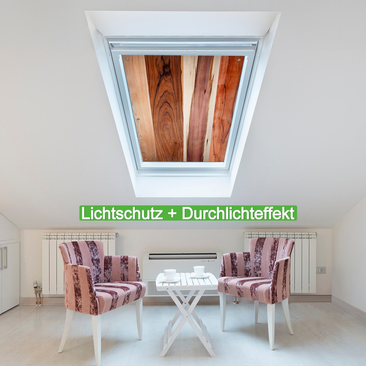 wiederverwendbar Holzmuster blickdicht, Holzmaserung mit Sonnenschutz Oberfläche VIII, mit wiederablösbar Saugnäpfen, - und Wallario,