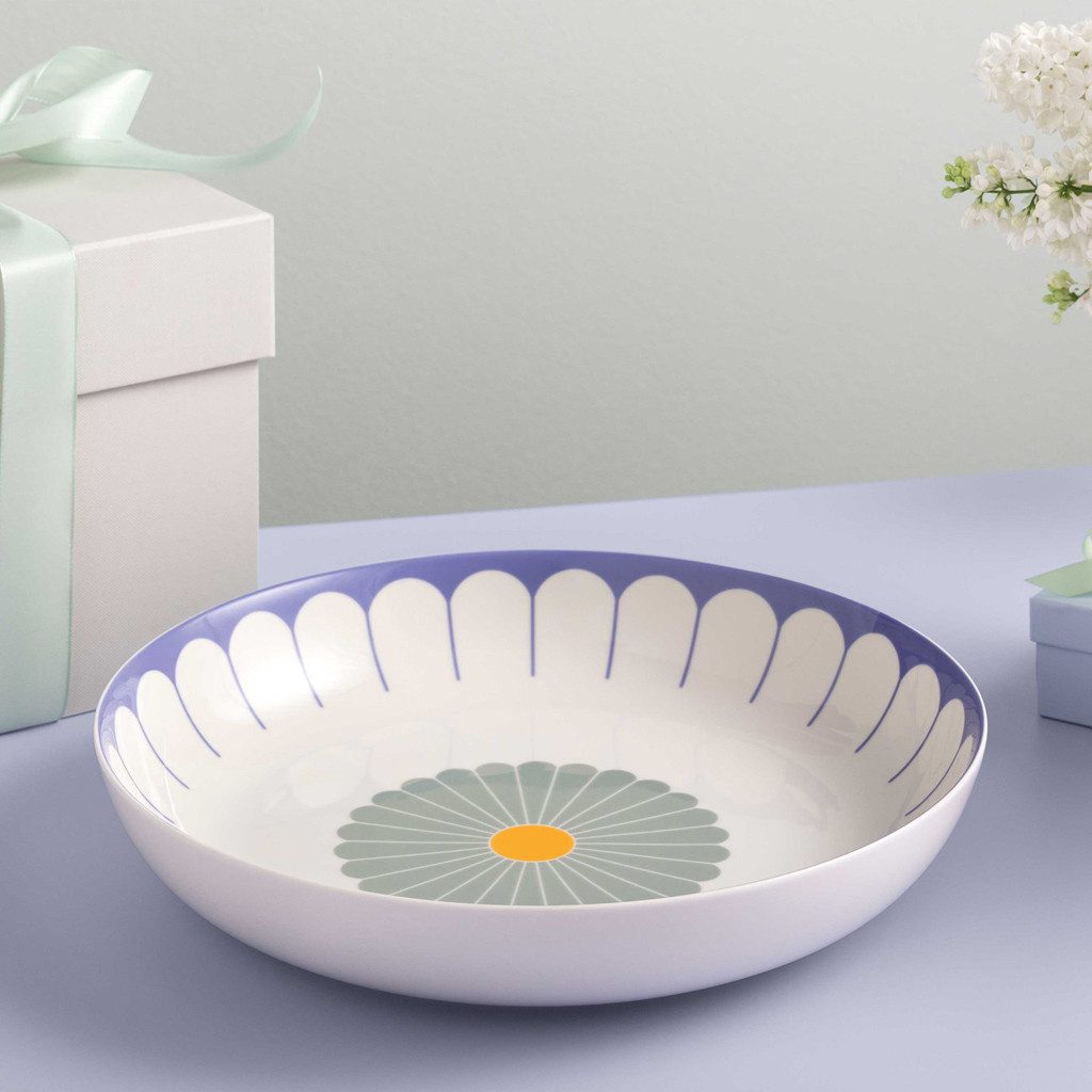Villeroy & Boch Salatschüssel Fleur couleur Salatschuessel 38x38x7cm, Porzellan, (1-tlg), Premium Porcelain, mikrow.- & spülm.sicher, Made in Germany