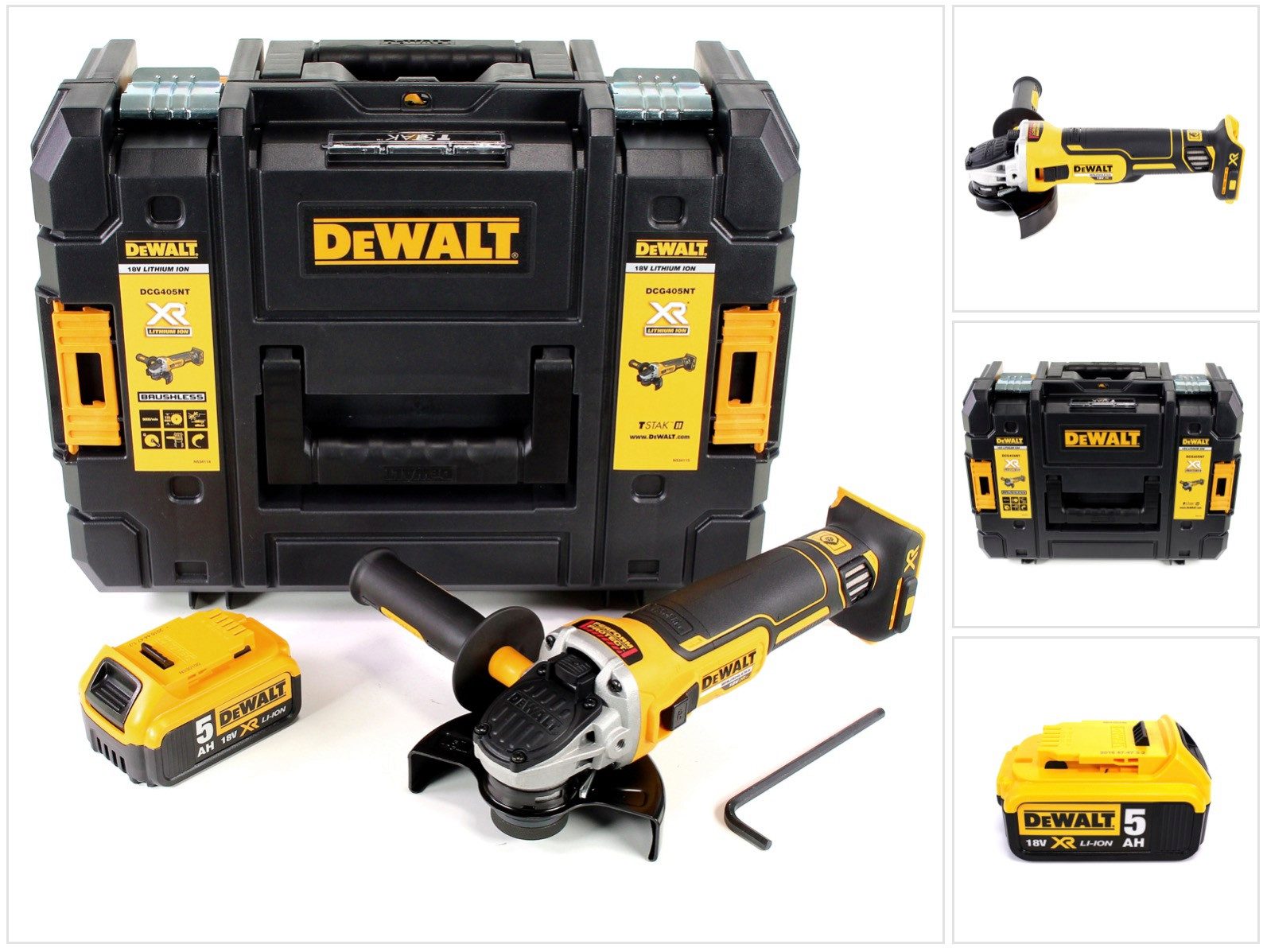DeWalt Akku-Winkelschleifer DCG 405 NT Akku Winkelschleifer 18V 125mm Brushless + 1x Akku 5,0Ah