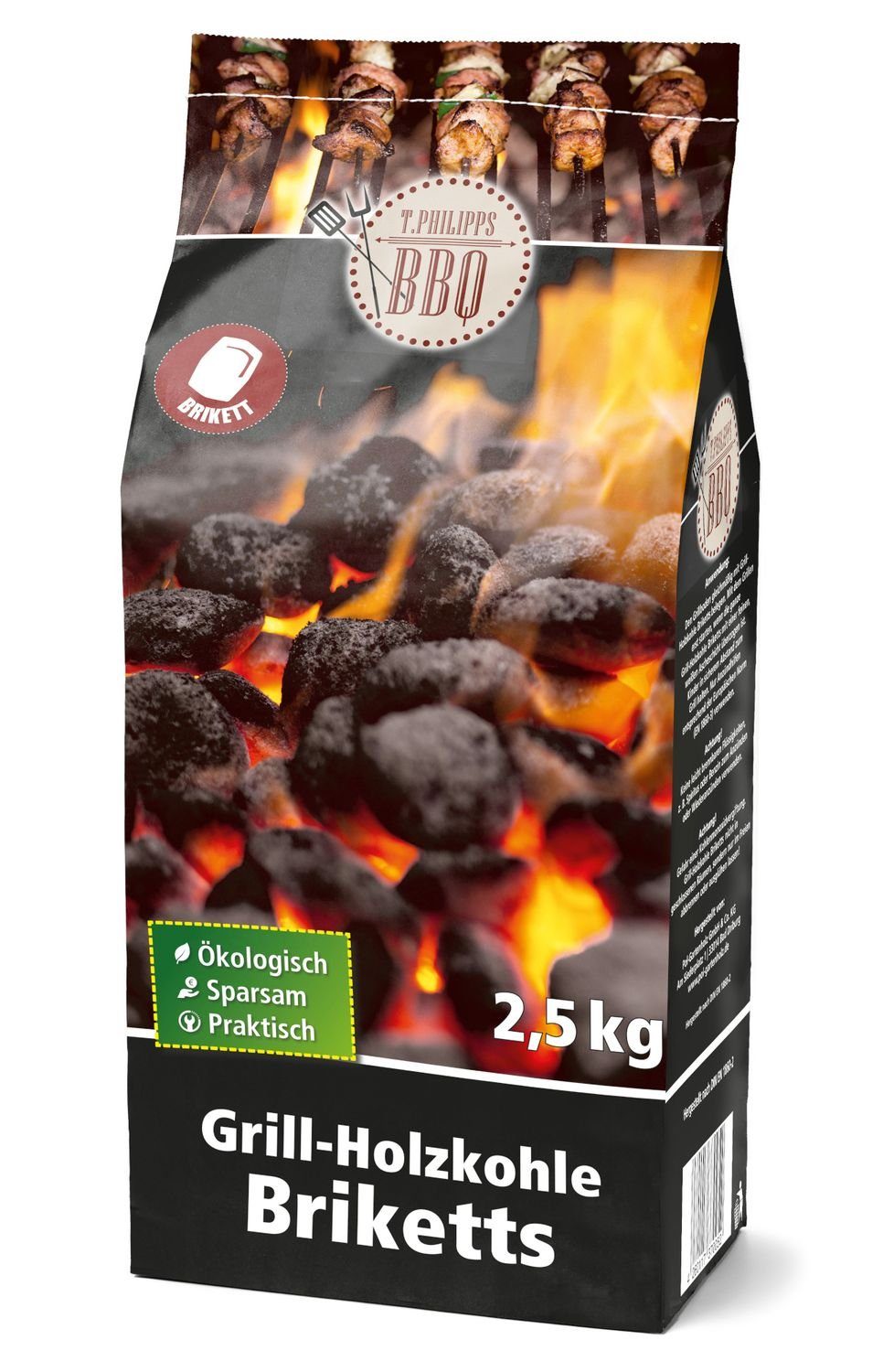 Holzkohle Grill-Holzkohle-Briketts 2,5kg Grillbriketts Holzkohle Grillkohle