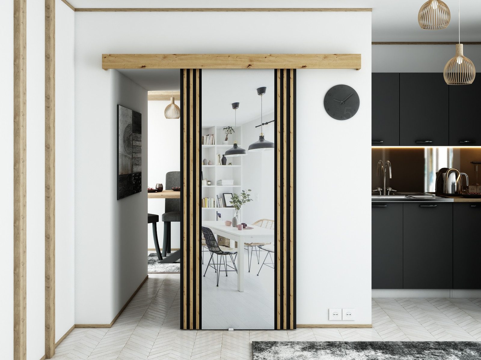 MOEBLO Schiebetür ZEBRA II (mit Spiegel, dekorative Leisten, mit/ohne Soft- günstig online kaufen