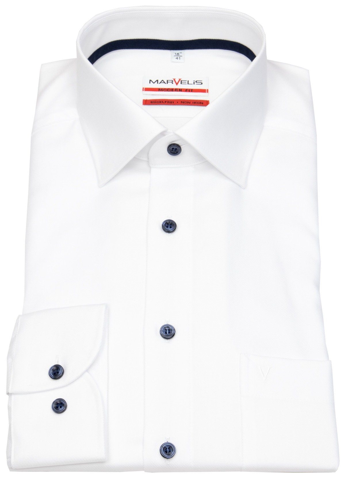 MARVELIS Businesshemd Modern Fit leicht tailliert bügelfrei Kentkragen günstig online kaufen
