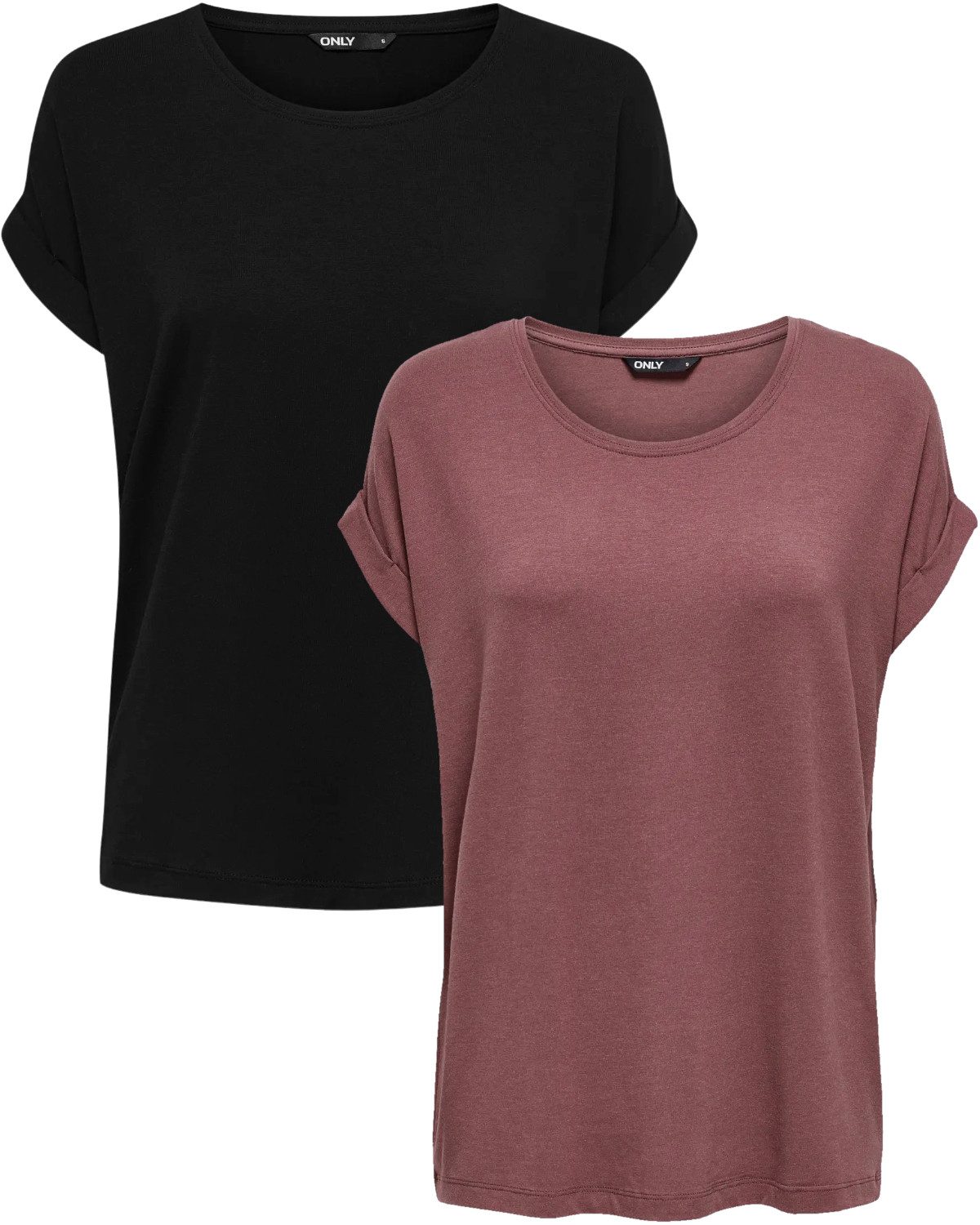 ONLY T-Shirt Stilvolles Basic Shirt mit Rundhalsausschnitt (2er-Pack) unifa günstig online kaufen