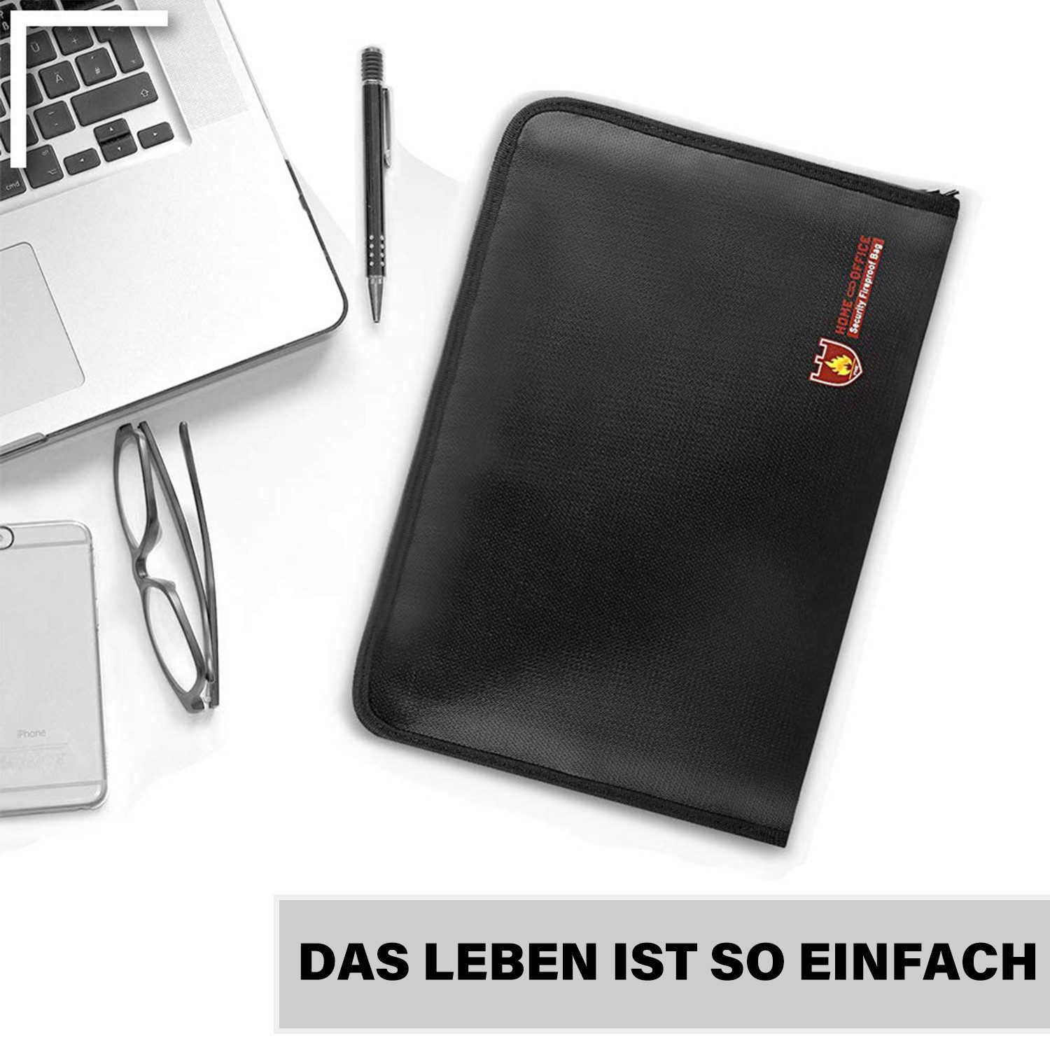 MOPUEA Dokumententasche Dokumentenmappe Papier Ordner Tragbares Akkordeon Fächermappe, Deckel (Feuerfeste Aufbewahrungstasche, 12 A4 Taschen, feuer- und wasserfest, doppelte Sicherheit), Schützt vor Feuer, Wasser, doppelte Verschlüsse, tragbar, robust