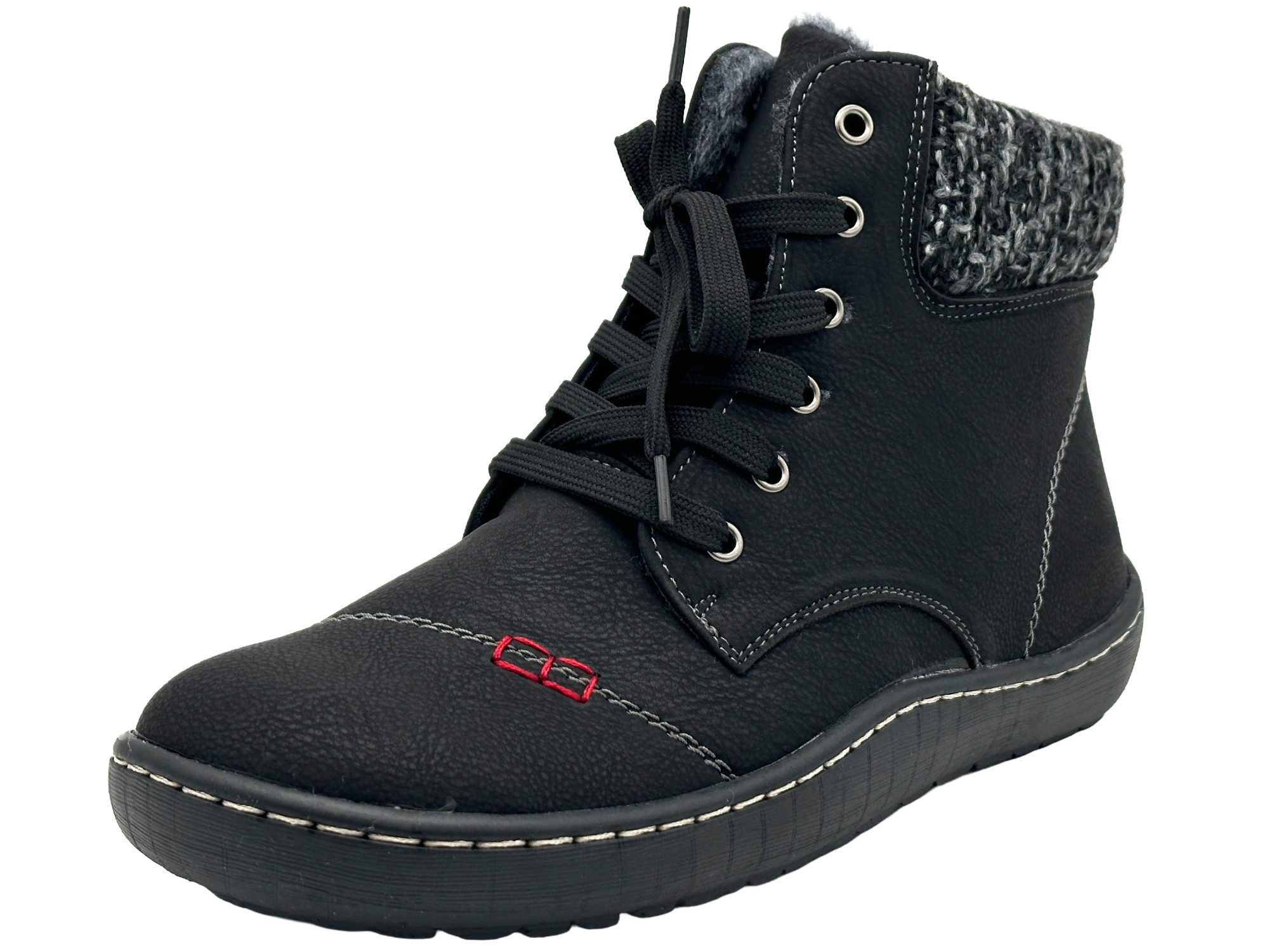 Nowaland Bequeme Damen Winterstiefeletten mit Reißverschluss Winterstiefelette Dekorative Schnürung, wärmendes Innenfutter und flexible Laufsohle