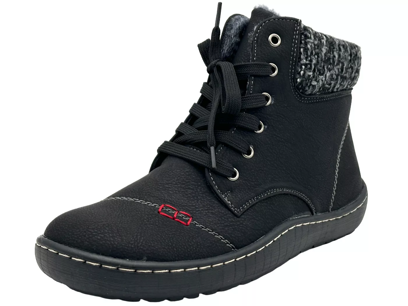 Nowaland Bequeme Damen Winterstiefeletten mit Reißverschluss Winterstiefelette Dekorative Schnürung, wärmendes Innenfutter und flexible Laufsohle